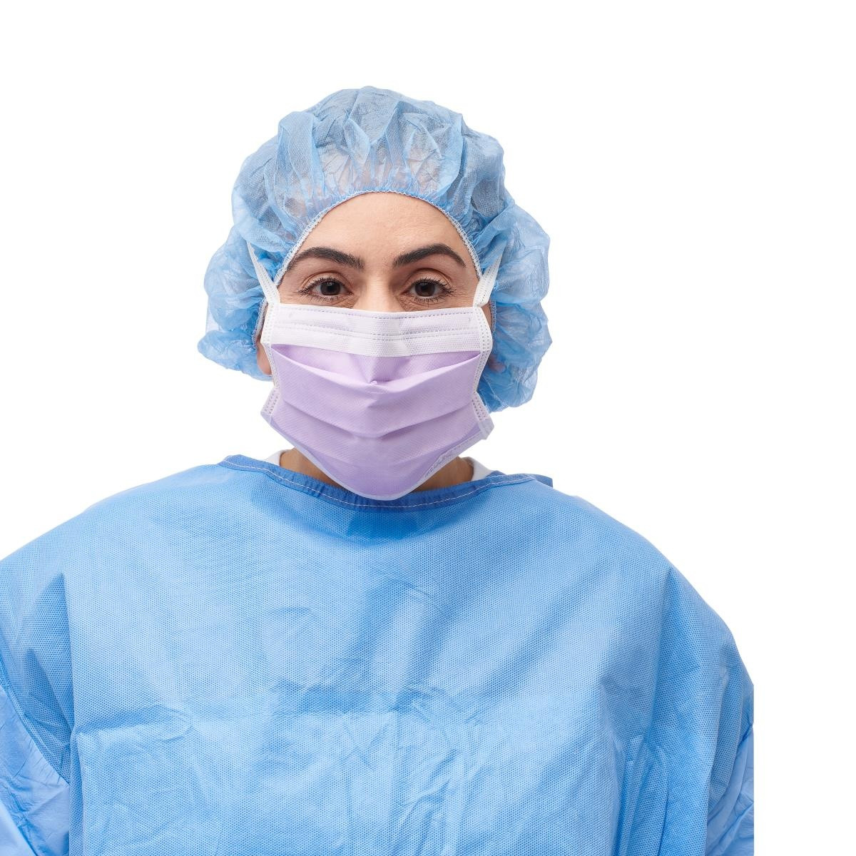 Medline ASTM Level 3 Surgical Face Mask with Anti-Fog Foam, NON27412, Purple - Case of 300