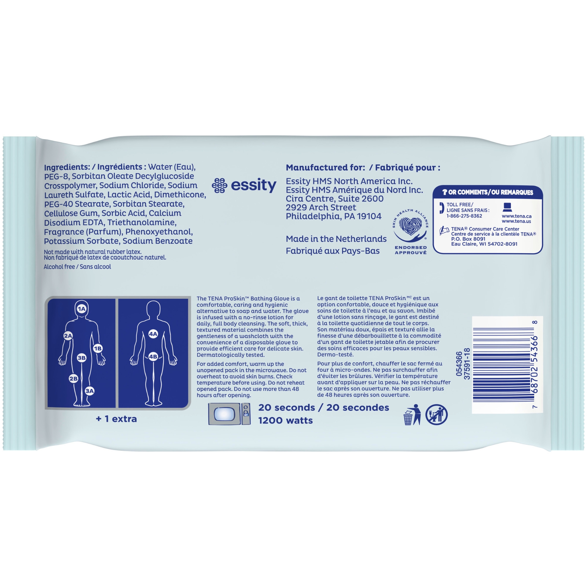 TENA ProSkin Scented Disposable Bathing Glove Wipes