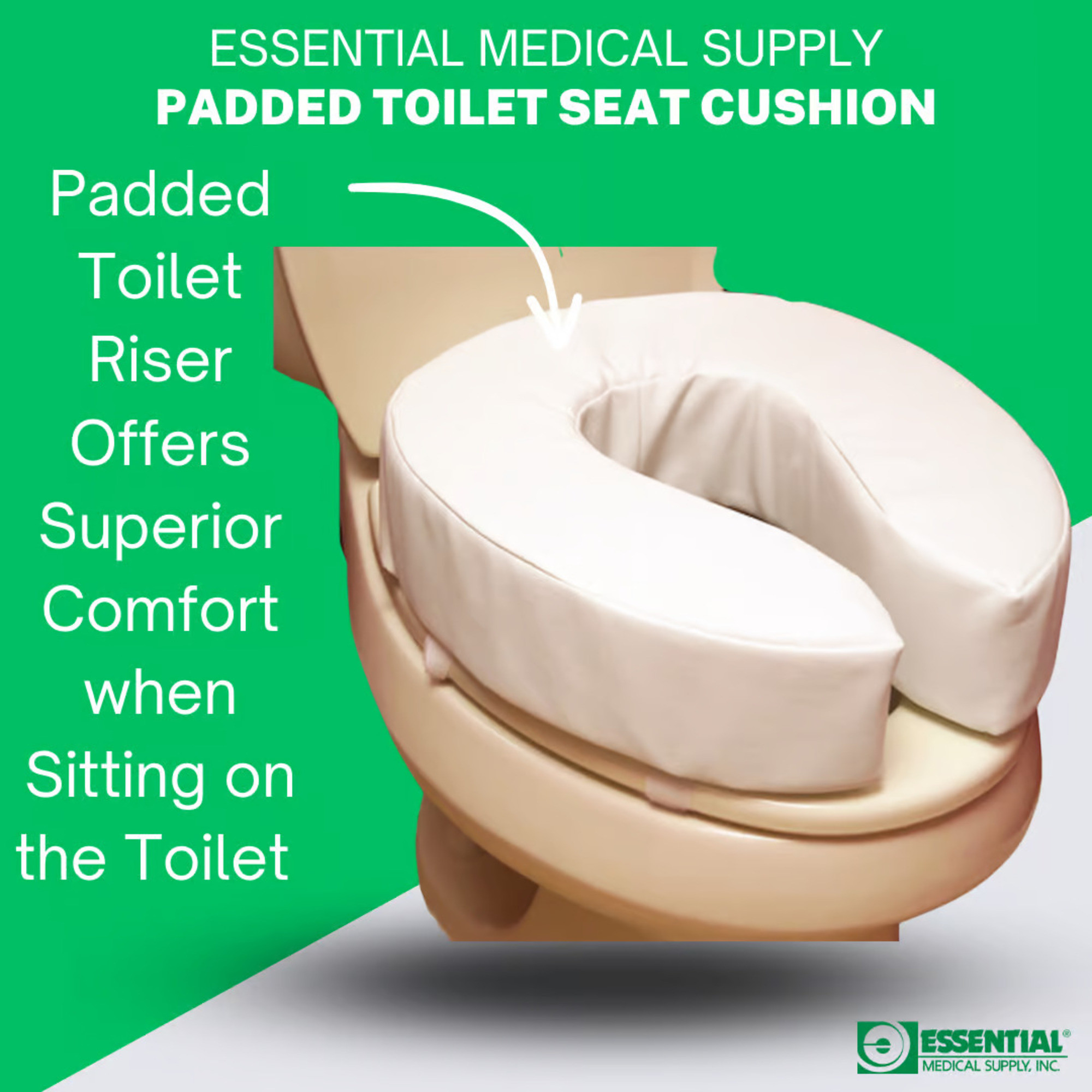 Essential Medical Padded Toilet Seat Cushion, 4" Thick, B5071, 1 Each