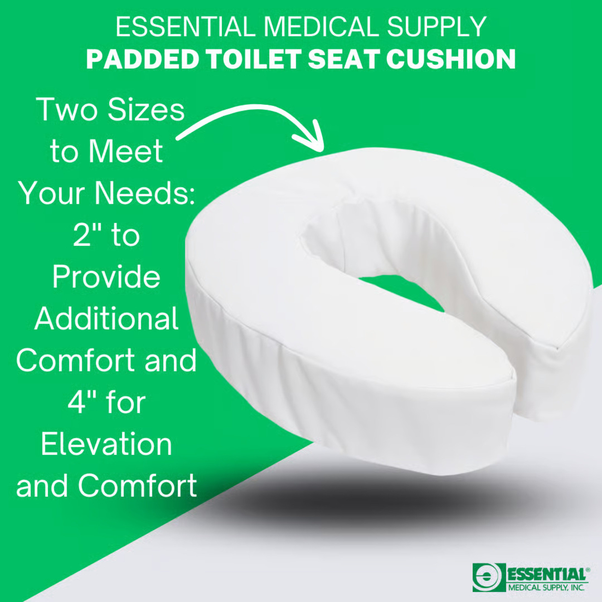 Essential Medical Padded Toilet Seat Cushion, 4" Thick, B5071, 1 Each
