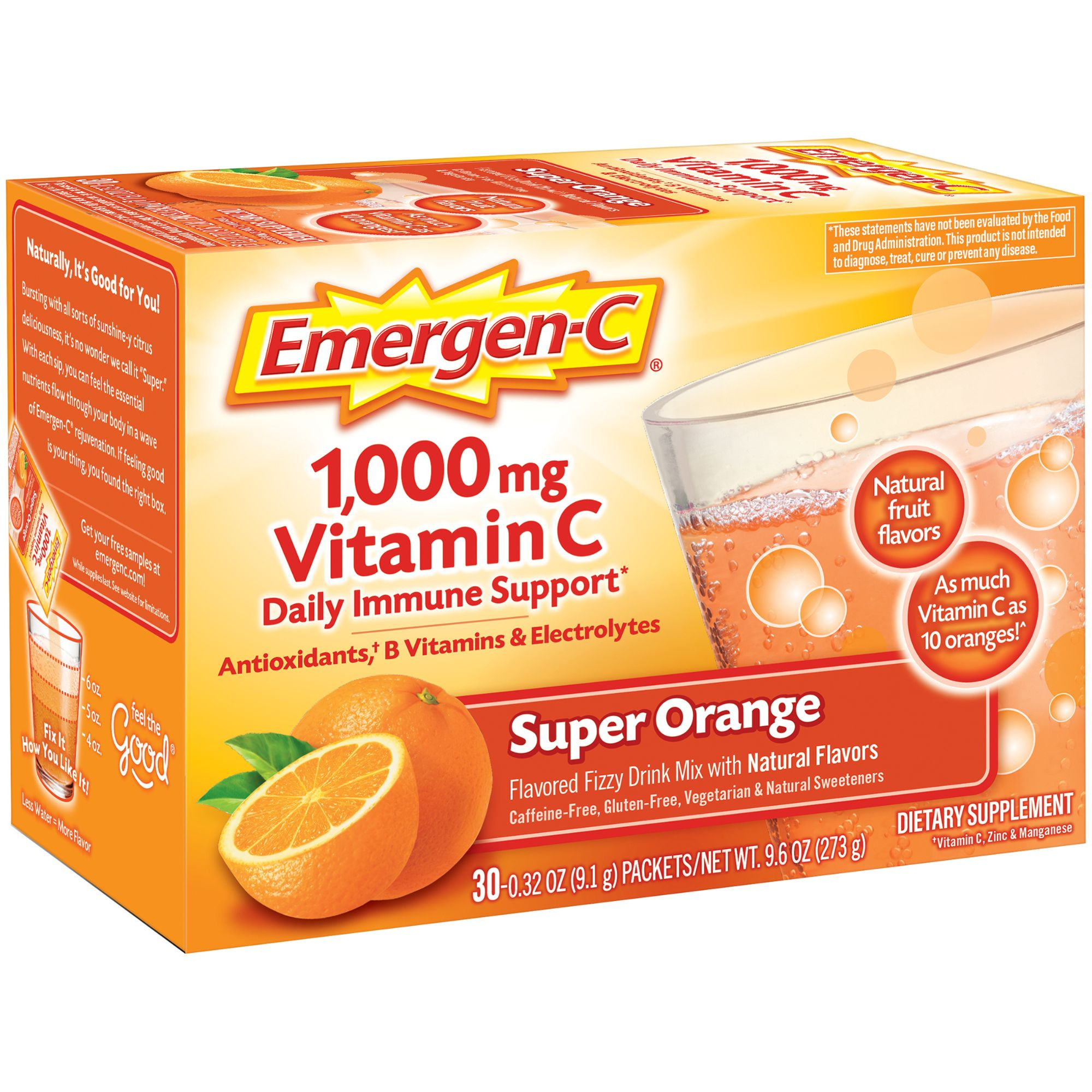 Emergen-C Daily Immune Support Vitamin C Supplement Powder, Super Orange