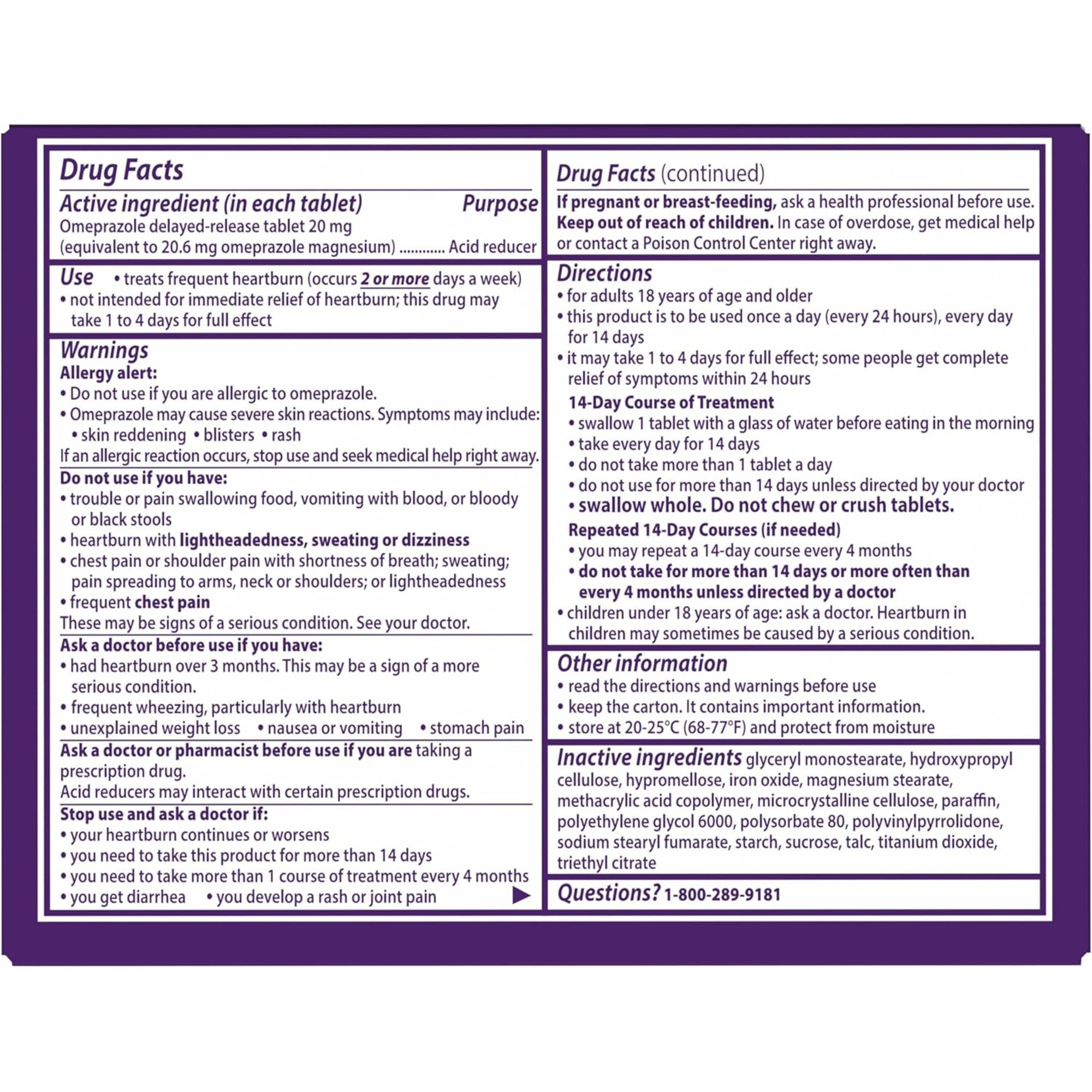 Prilosec OTC Antacid, 37000045504, Box of 42