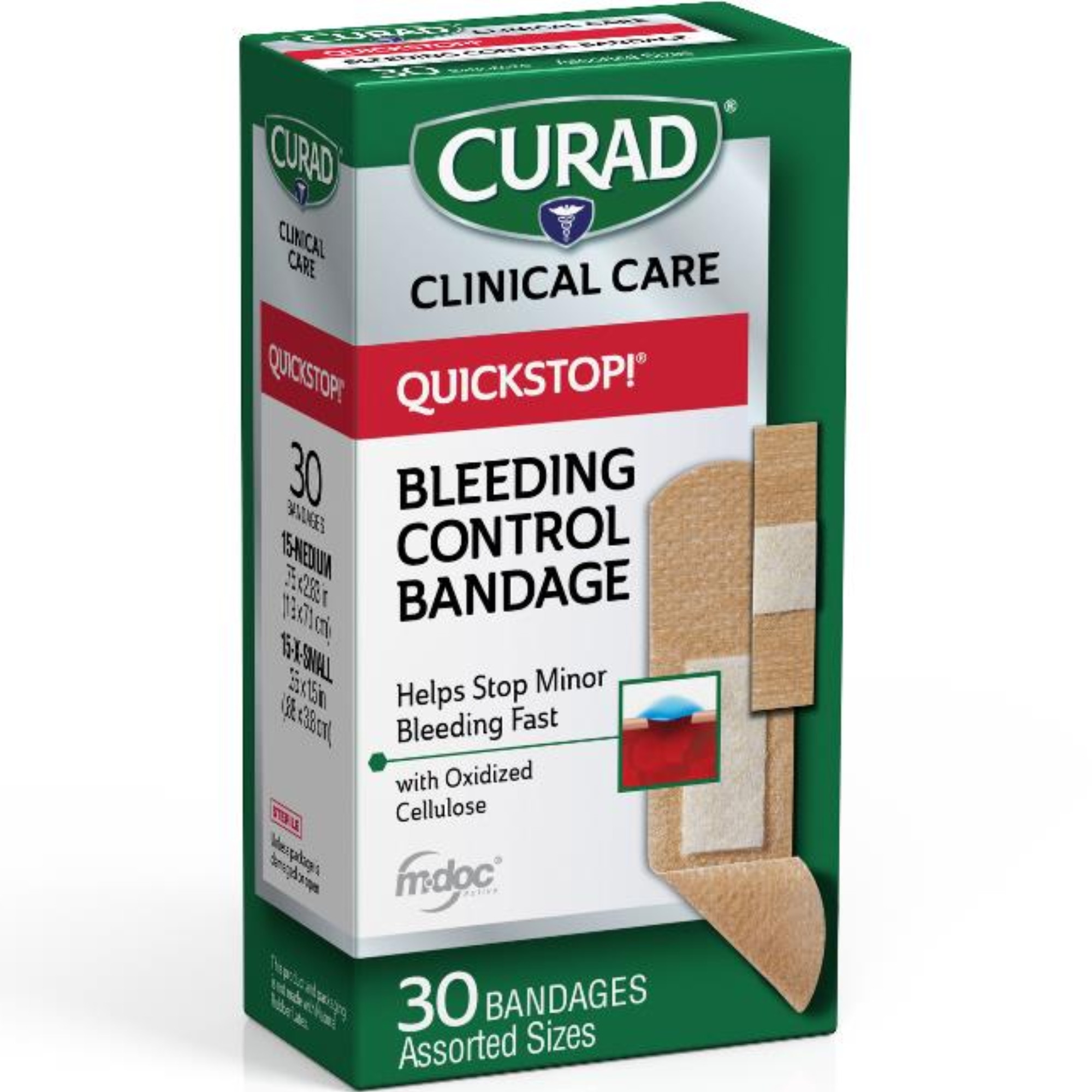 Curad QuickStop Bleeding Control Flex-Fabric Bandages, Assorted Sizes