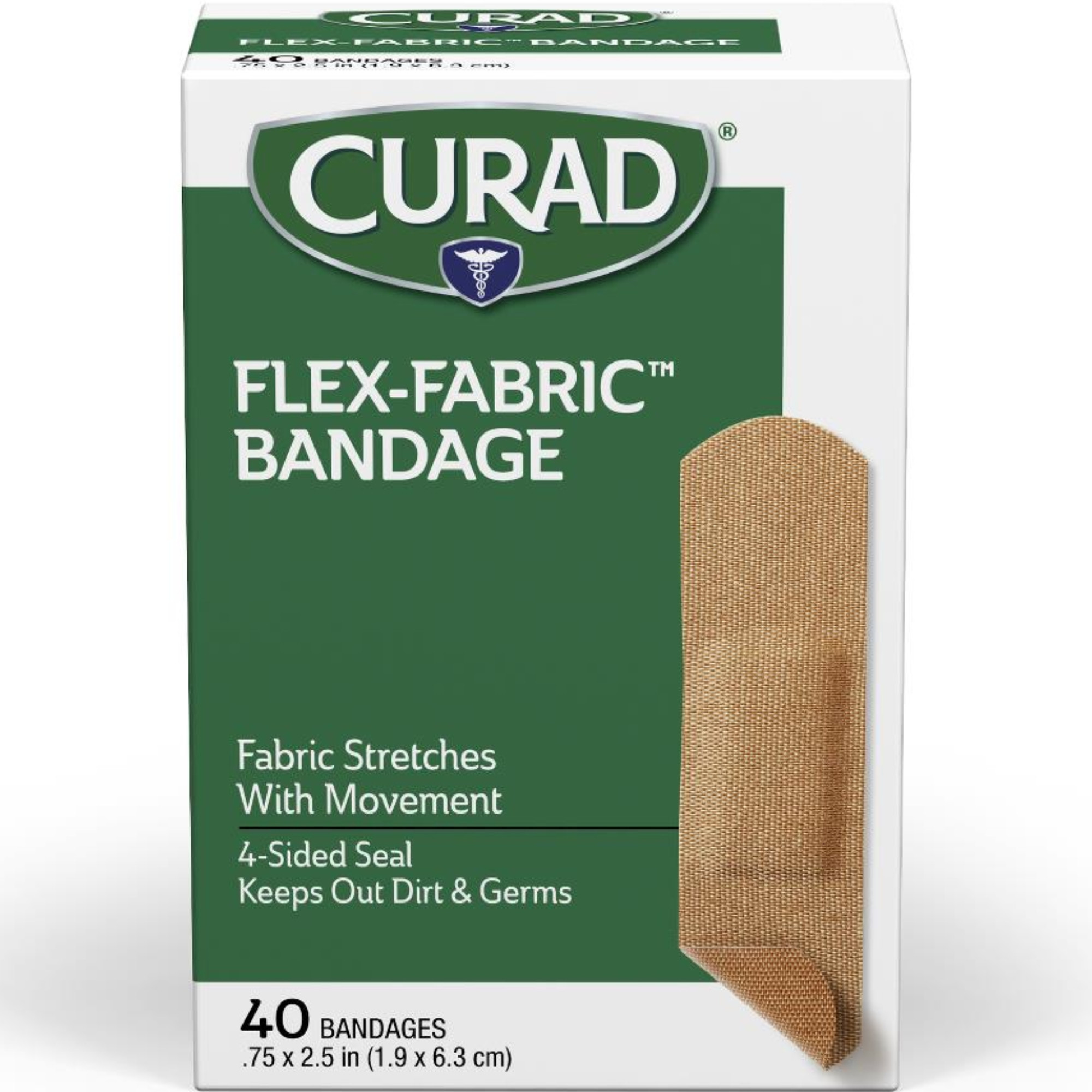 Curad Flex-Fabric Strip Adhesive Bandages 3/4 x 2.5 inches