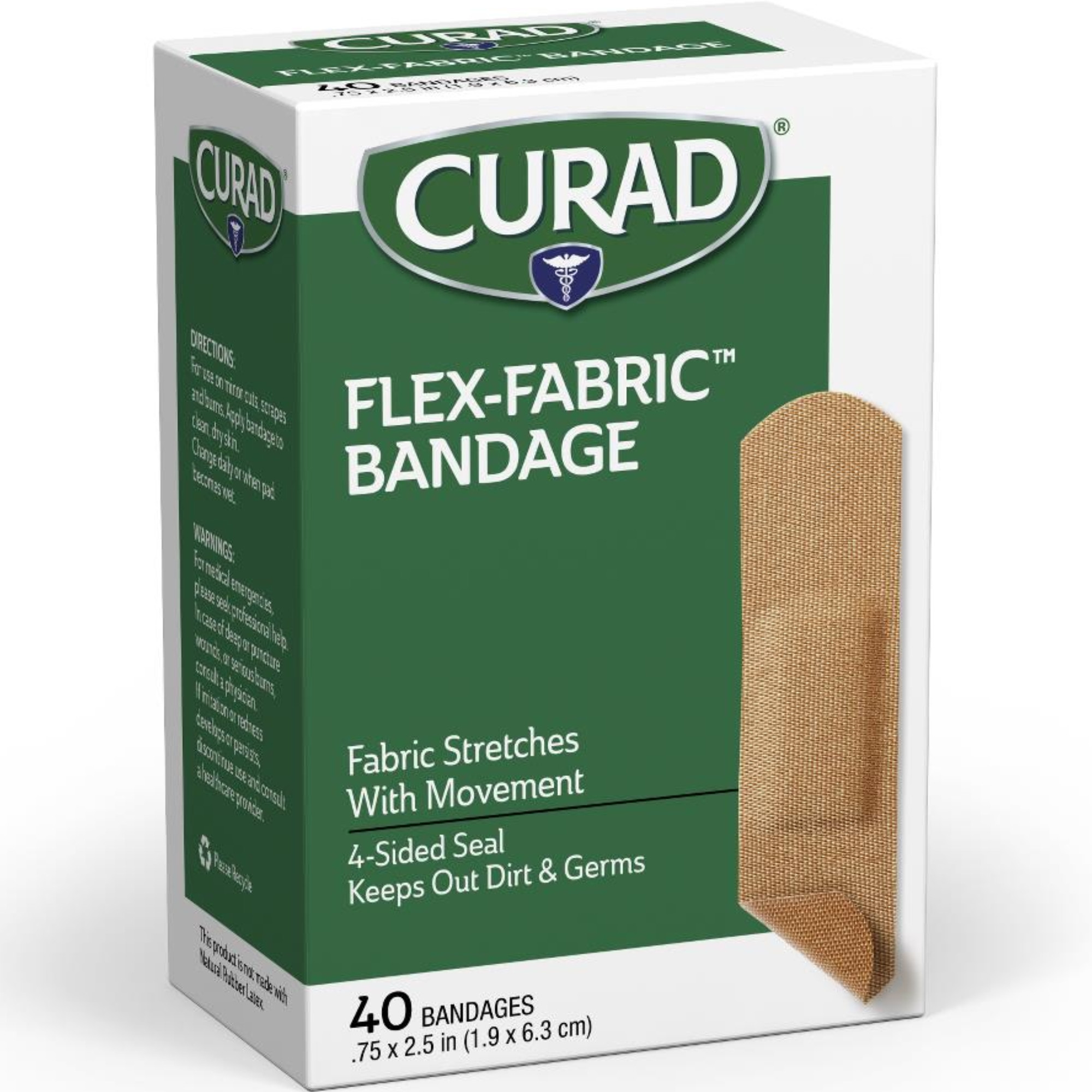 Curad Flex-Fabric Strip Adhesive Bandages 3/4 x 2.5 inches