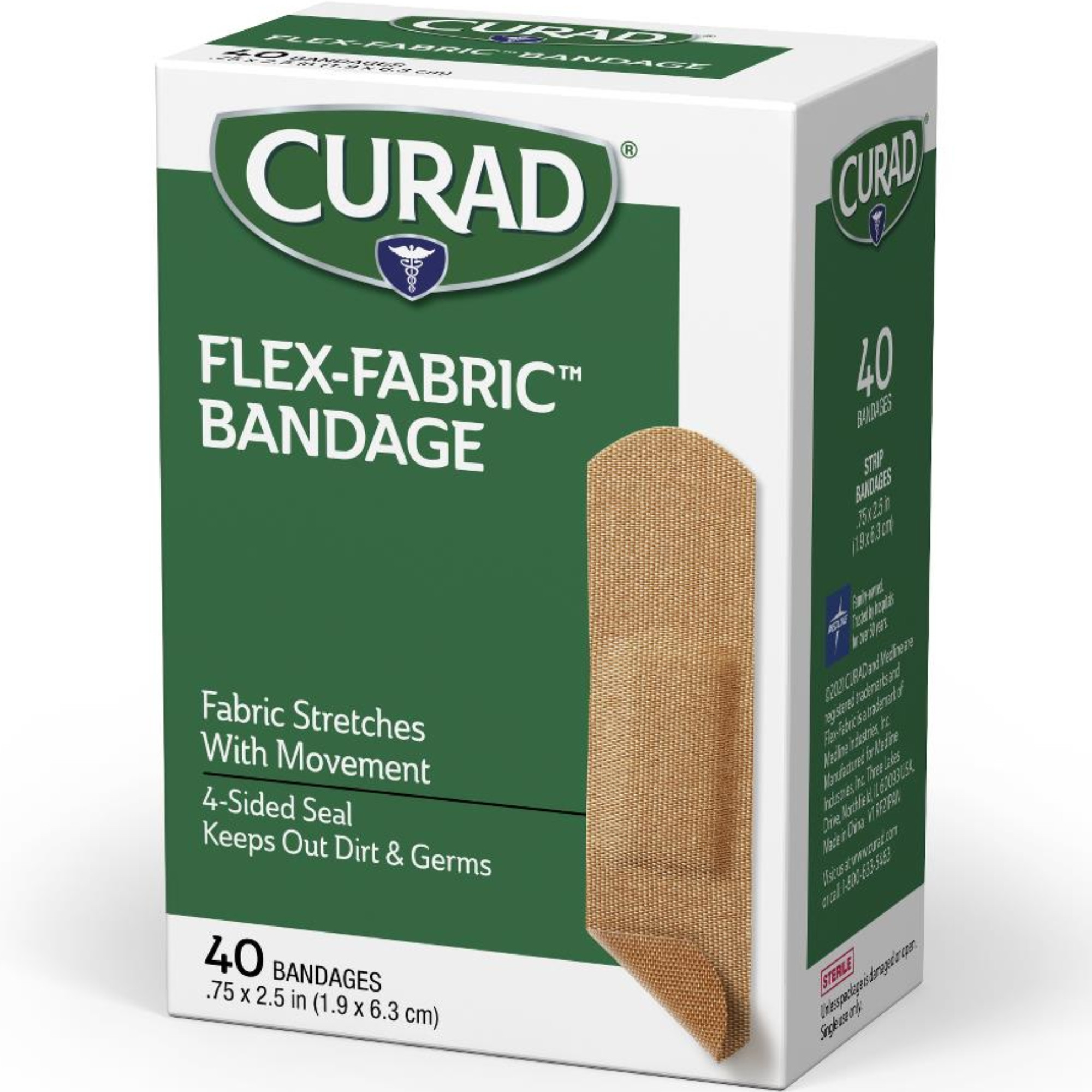 Curad Flex-Fabric Strip Adhesive Bandages 3/4 x 2.5 inches