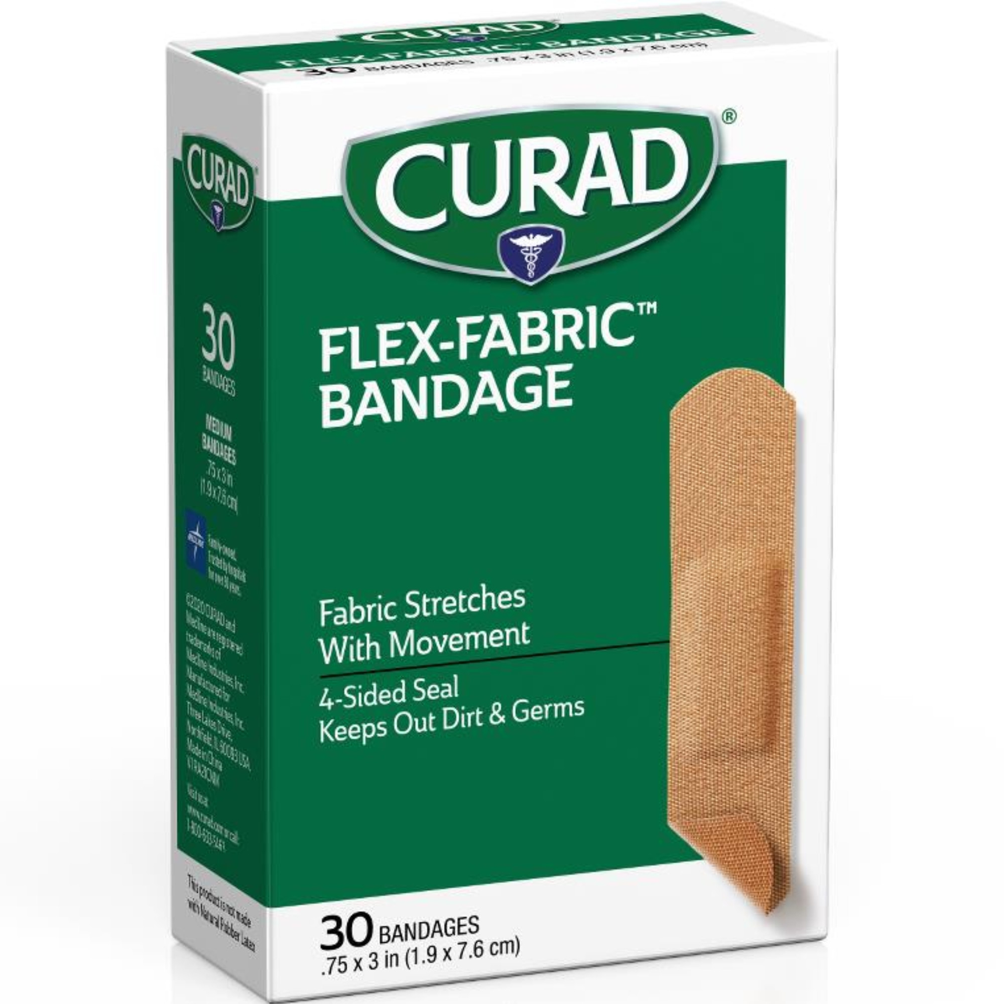 Curad Flex-Fabric Strip Adhesive Bandages 3/4 x 3 inches