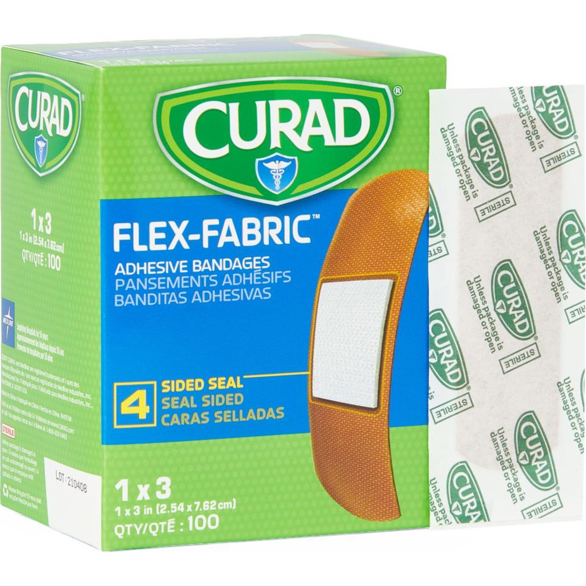 Curad Flex-Fabric Adhesive Bandage, 1 x 3 inches