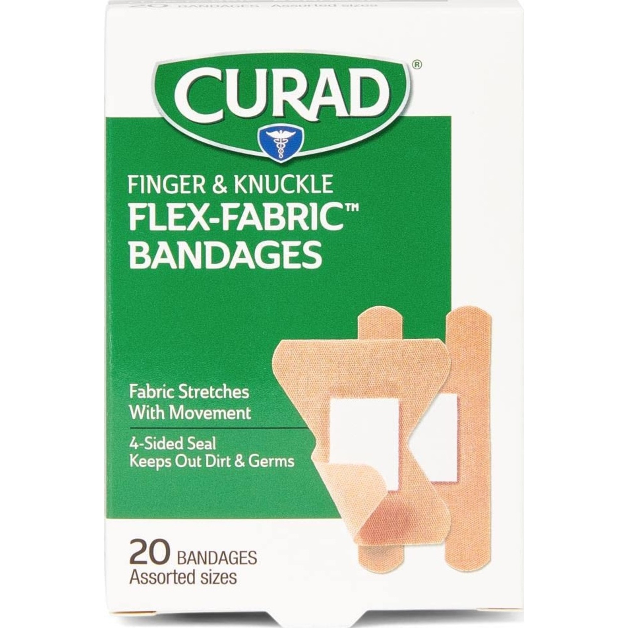 Curad Flex-Fabric Finger and Knuckle Bandages, Assorted Sizes, CUR45246RB, Case of 24