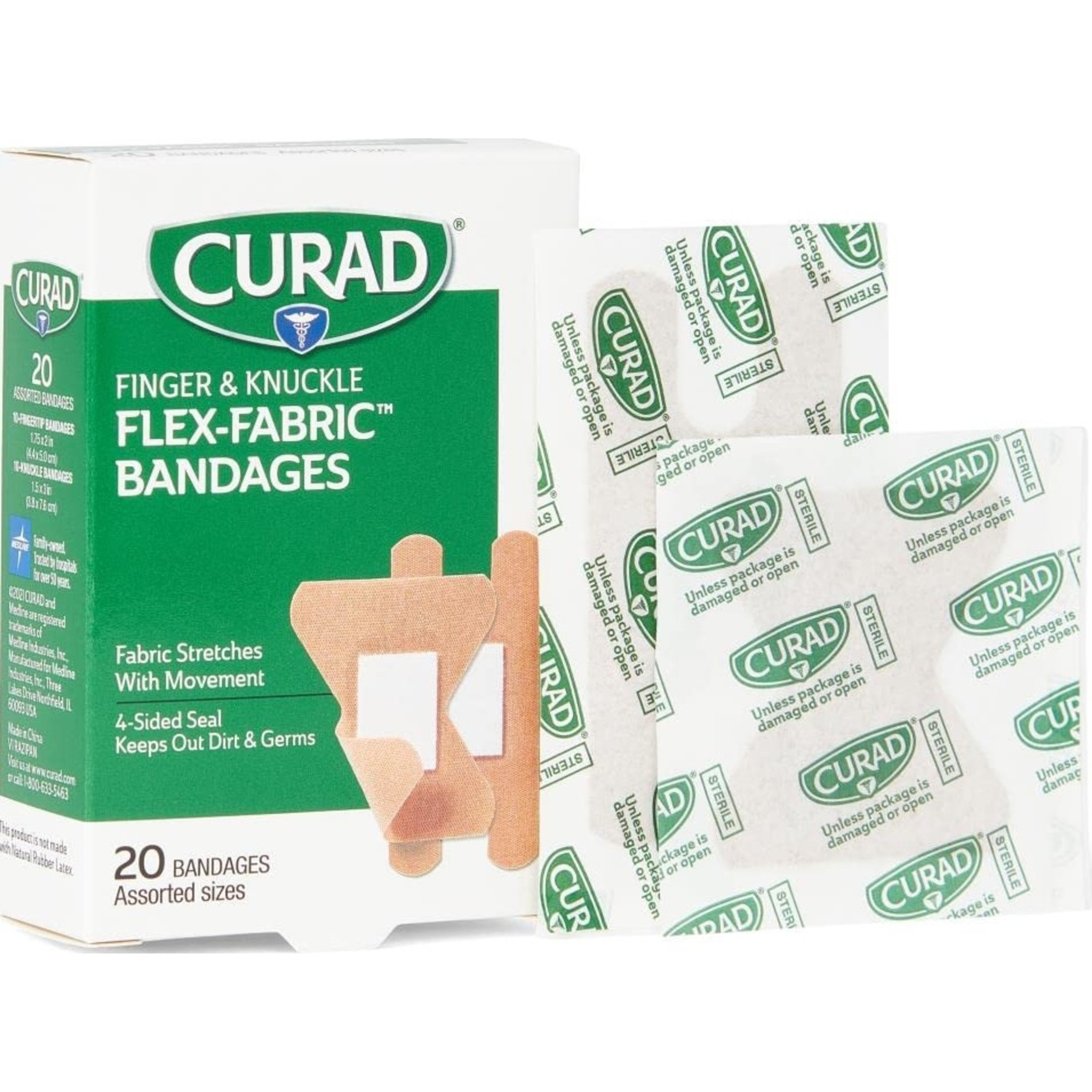 Curad Flex-Fabric Finger and Knuckle Bandages, Assorted Sizes, CUR45246RB, Case of 24