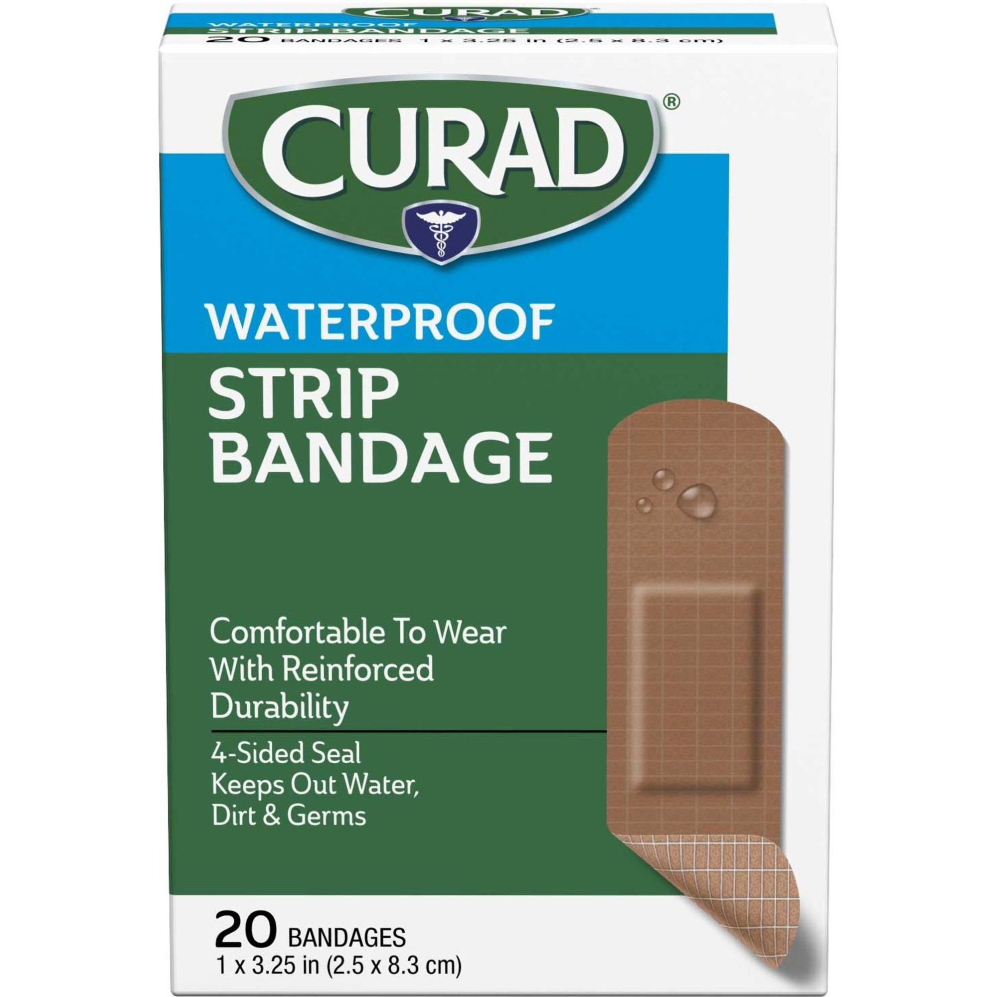 Curad Extra-Strength Waterproof Bandages, CUR43021RB, 1" X 3.25" - Case of 24