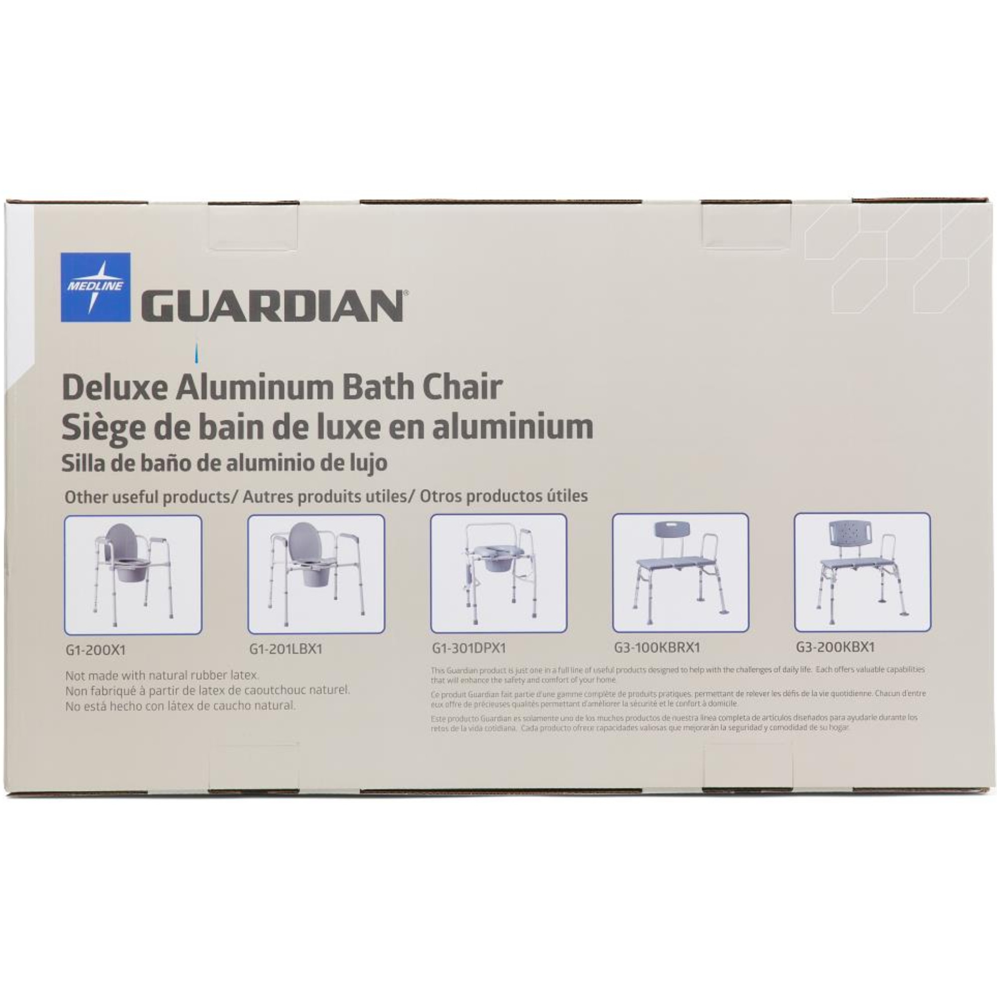 Medline Deluxe Aluminum Shower Chair with Back