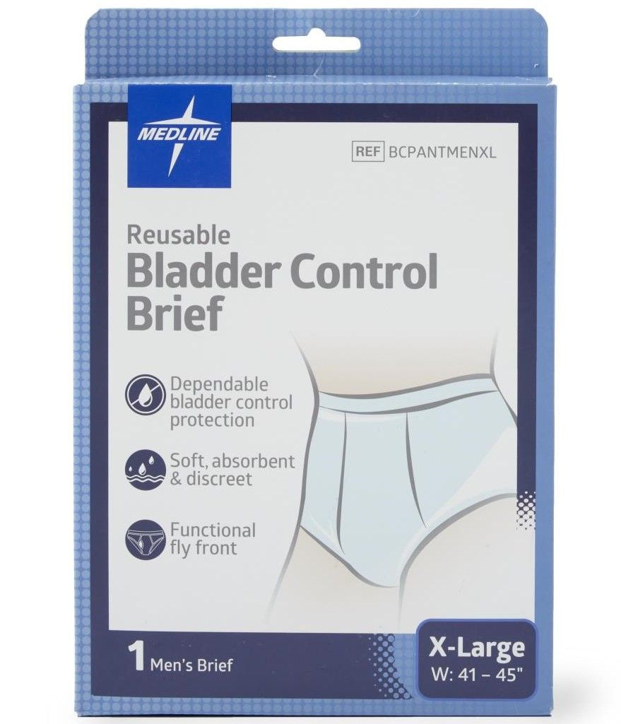 Medline Reusable Bladder Control Briefs for Men, Light Absorbency, BCPANTMENXXLZ, 2XL (46-52") - 1 Each