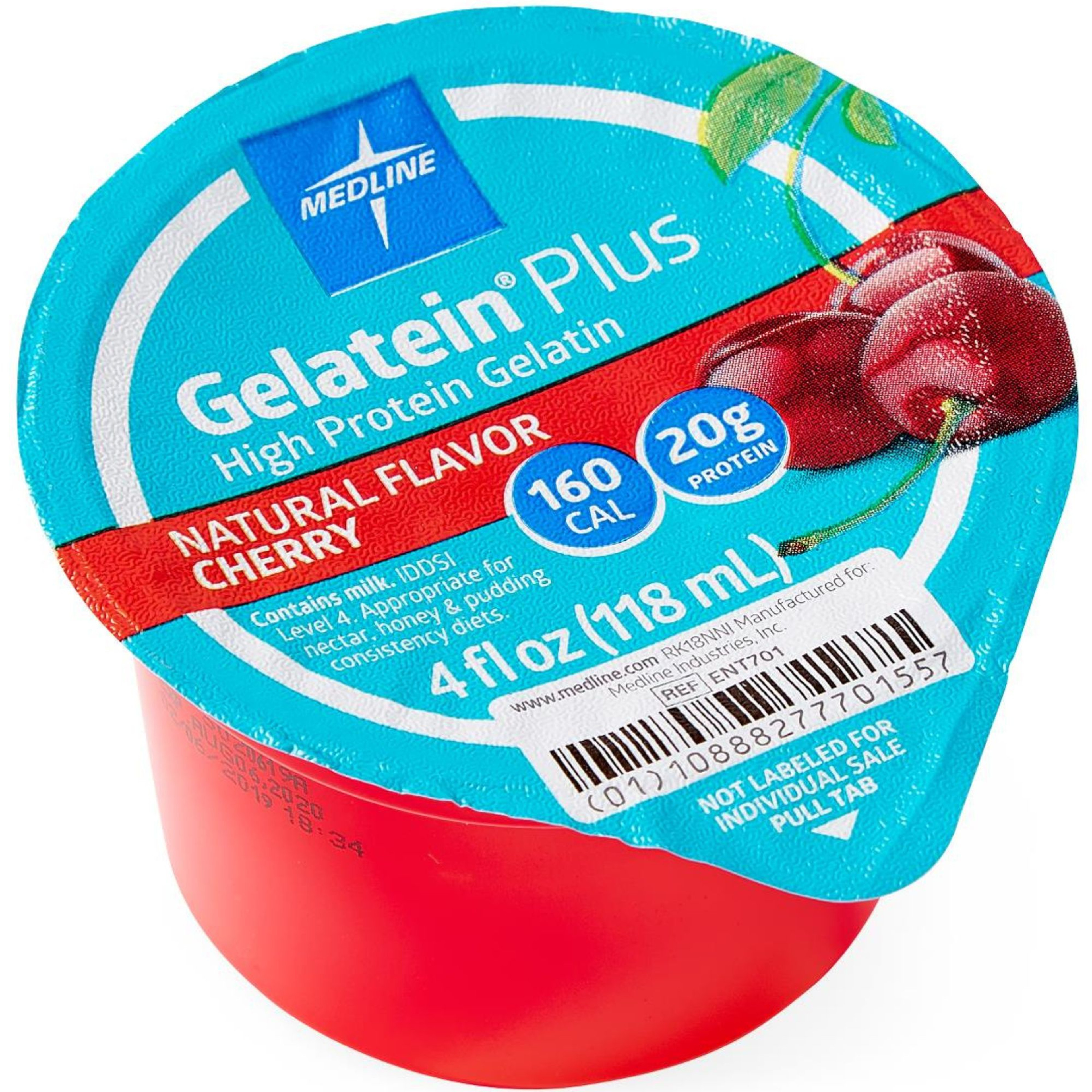 Medline Gelatein Plus High Protein Supplement, Cherry Flavor, 4-oz, ENT701, Case of 36