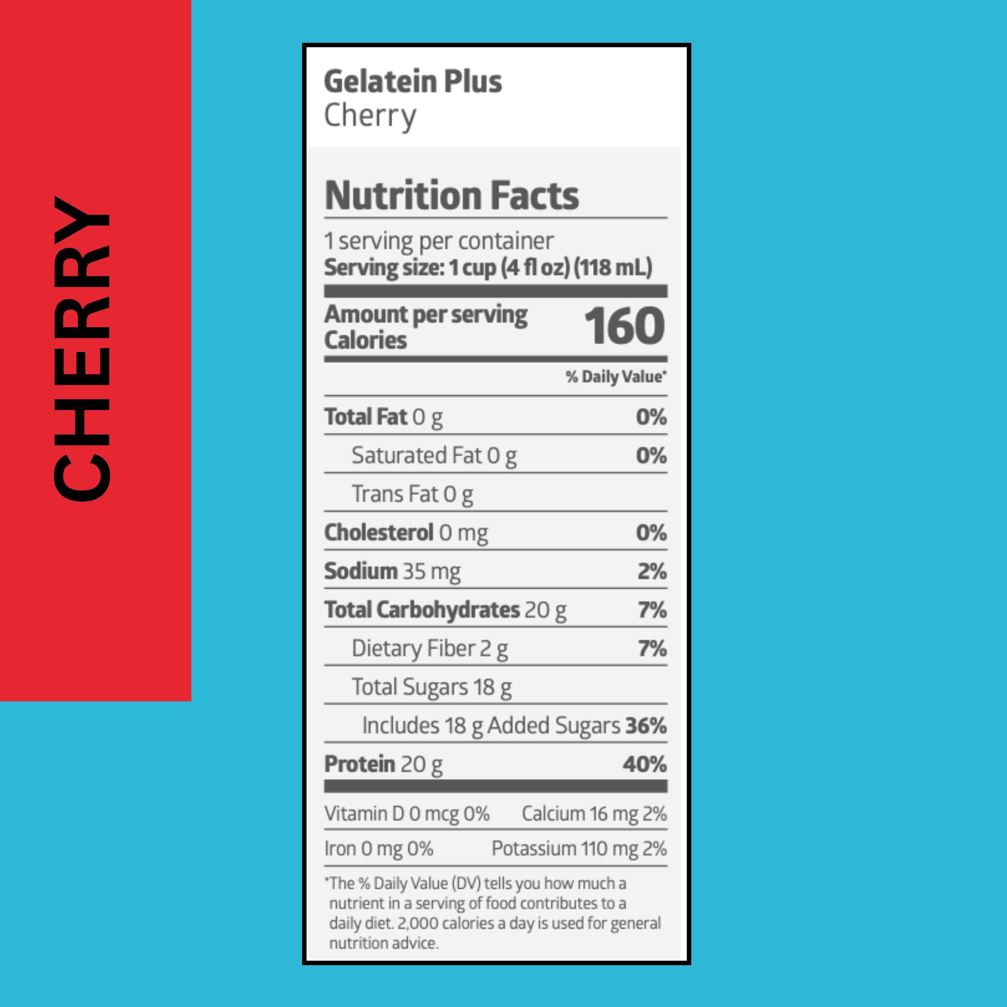 Medline Gelatein Plus High Protein Supplement, Cherry Flavor, 4-oz