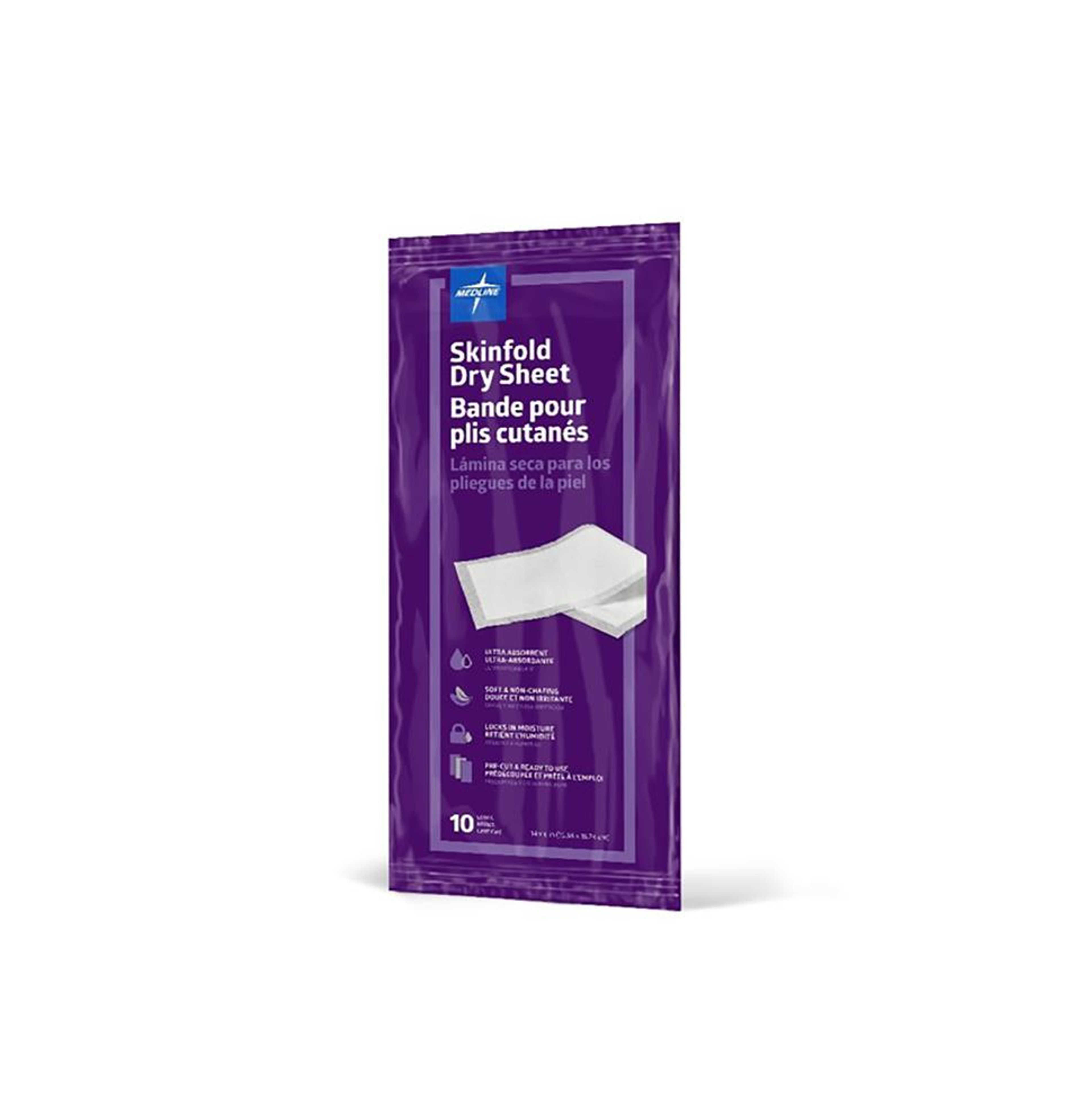 Medline Skinfold Dry Sheets, MSC10614Z, 6" X 14" - Bag of 10