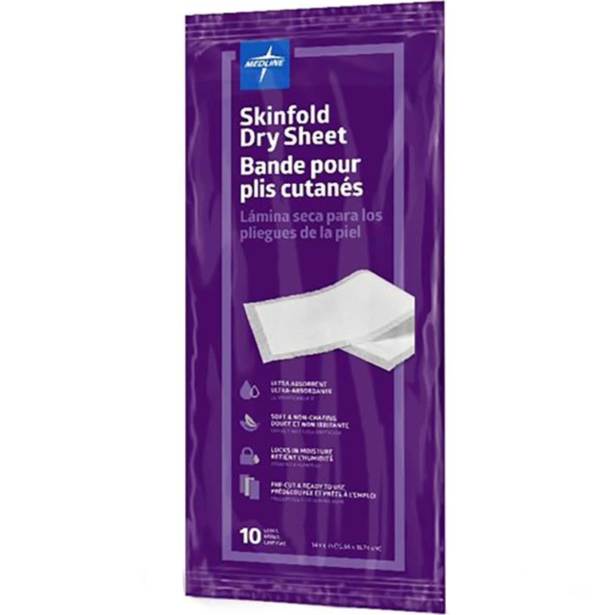 Medline Skinfold Dry Sheets, MSC10614Z, 6" X 14" - Bag of 10