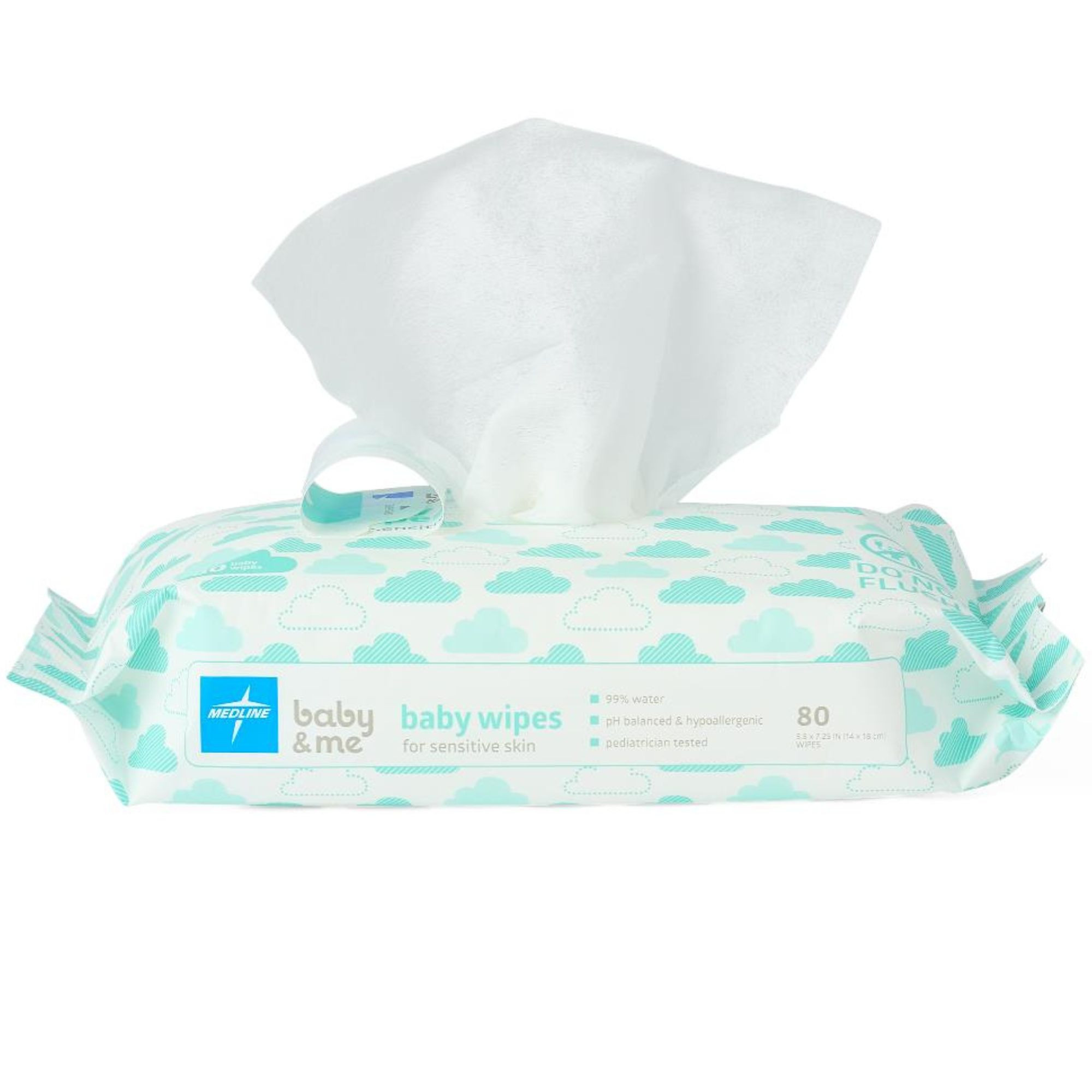 Medline AloeTouch Sensitive Fragrance Free Baby Wipes, MSC263153, Case of 1920