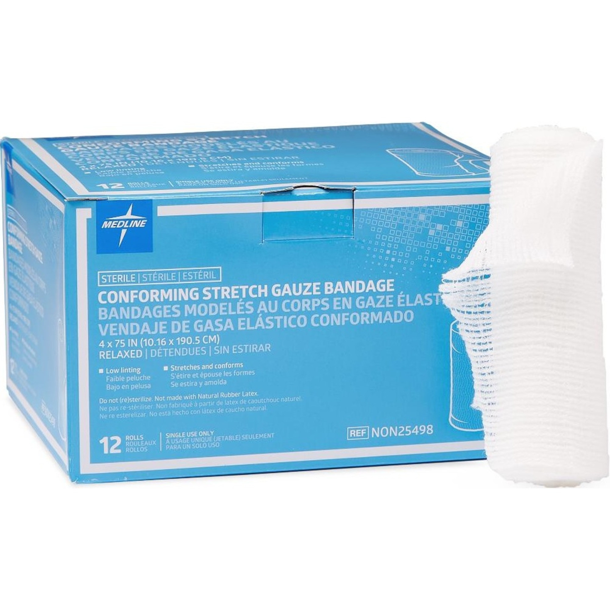 Medline Conforming Stretch Gauze Bandages, Sterile