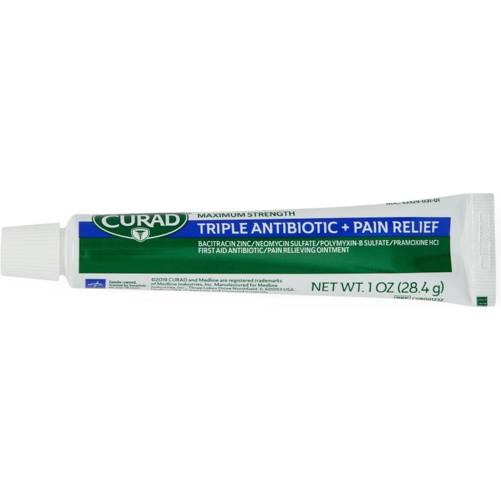 Curad Triple Antibiotic Plus Pain Relief Ointment, CUR001232H, 1 Each