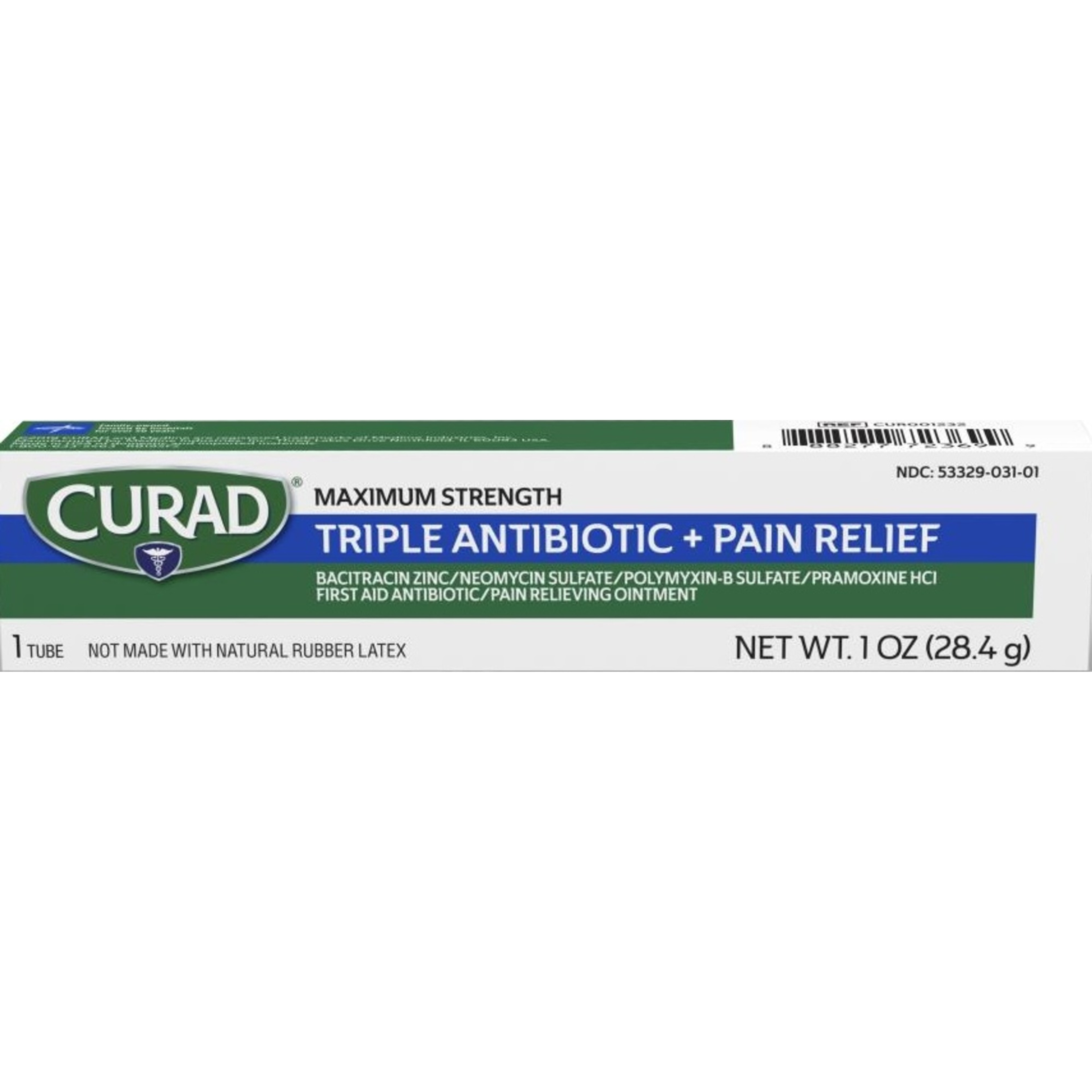 Curad Triple Antibiotic Plus Pain Relief Ointment, CUR001232H, 1 Each