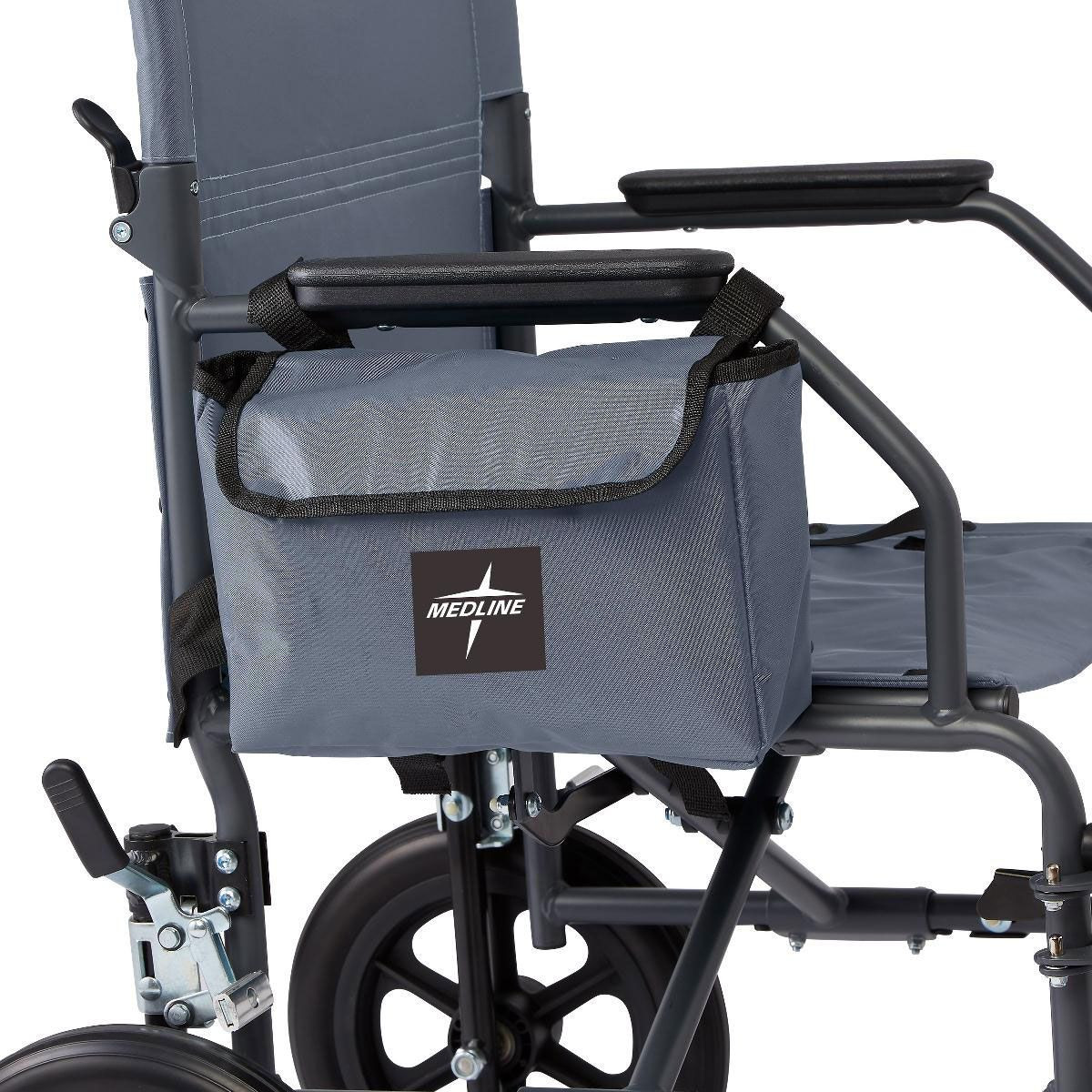 Medline Side Bag for Transport Chairs, WCATR012G, Gray - 1 Each