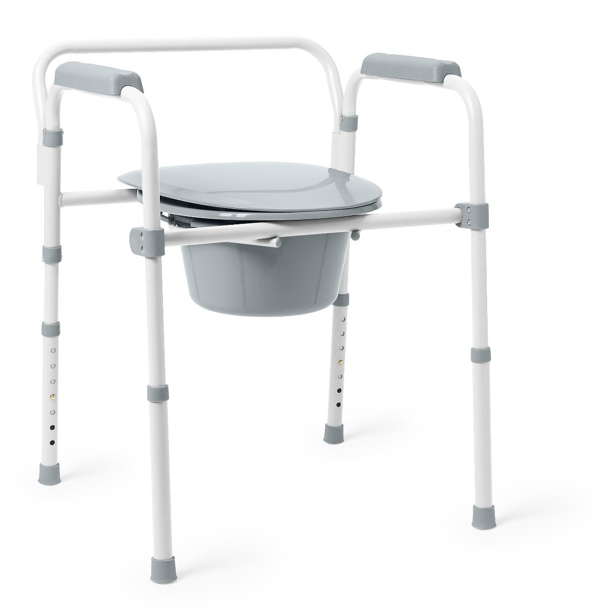 Medline 3-in-1 Steel Elongated Folding Commode, G1-200LX1, 1 Each