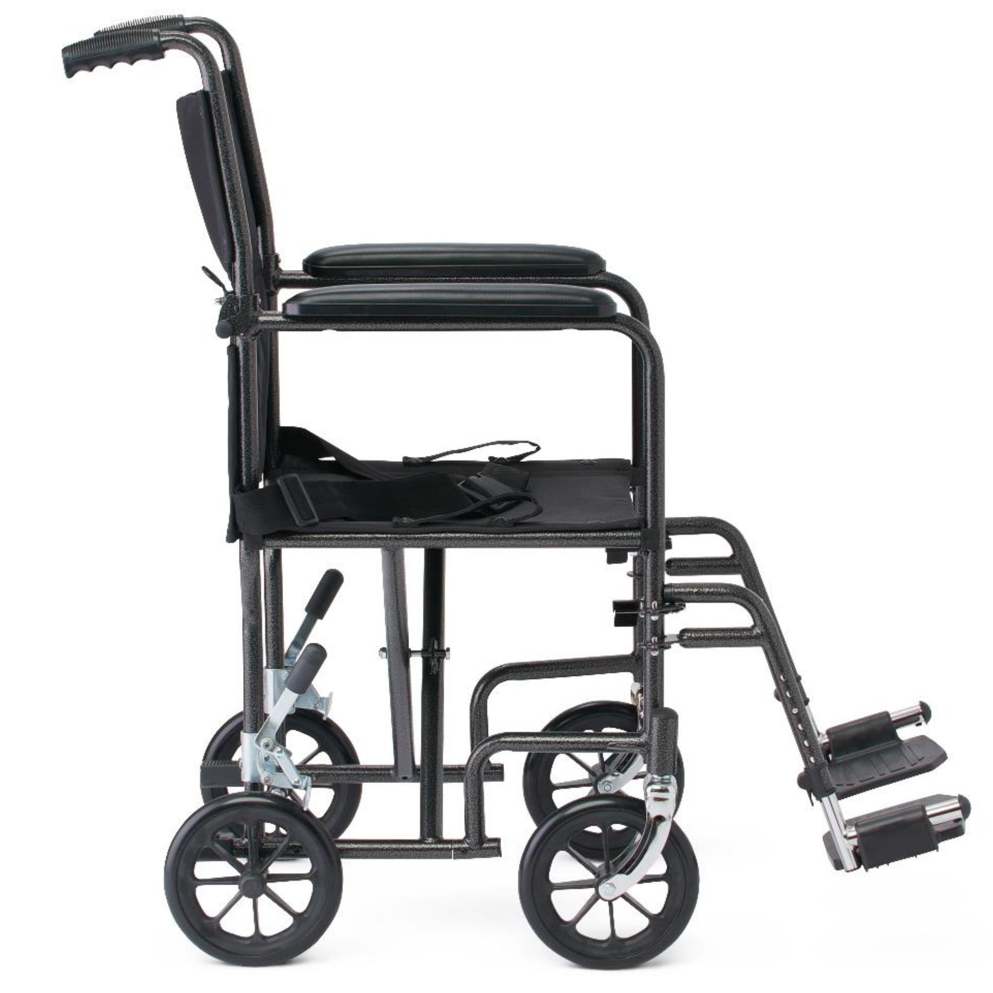 Medline Basic Steel Transport Chair, Swing-Away Footrests, 8", MDS808200B, 1 Each