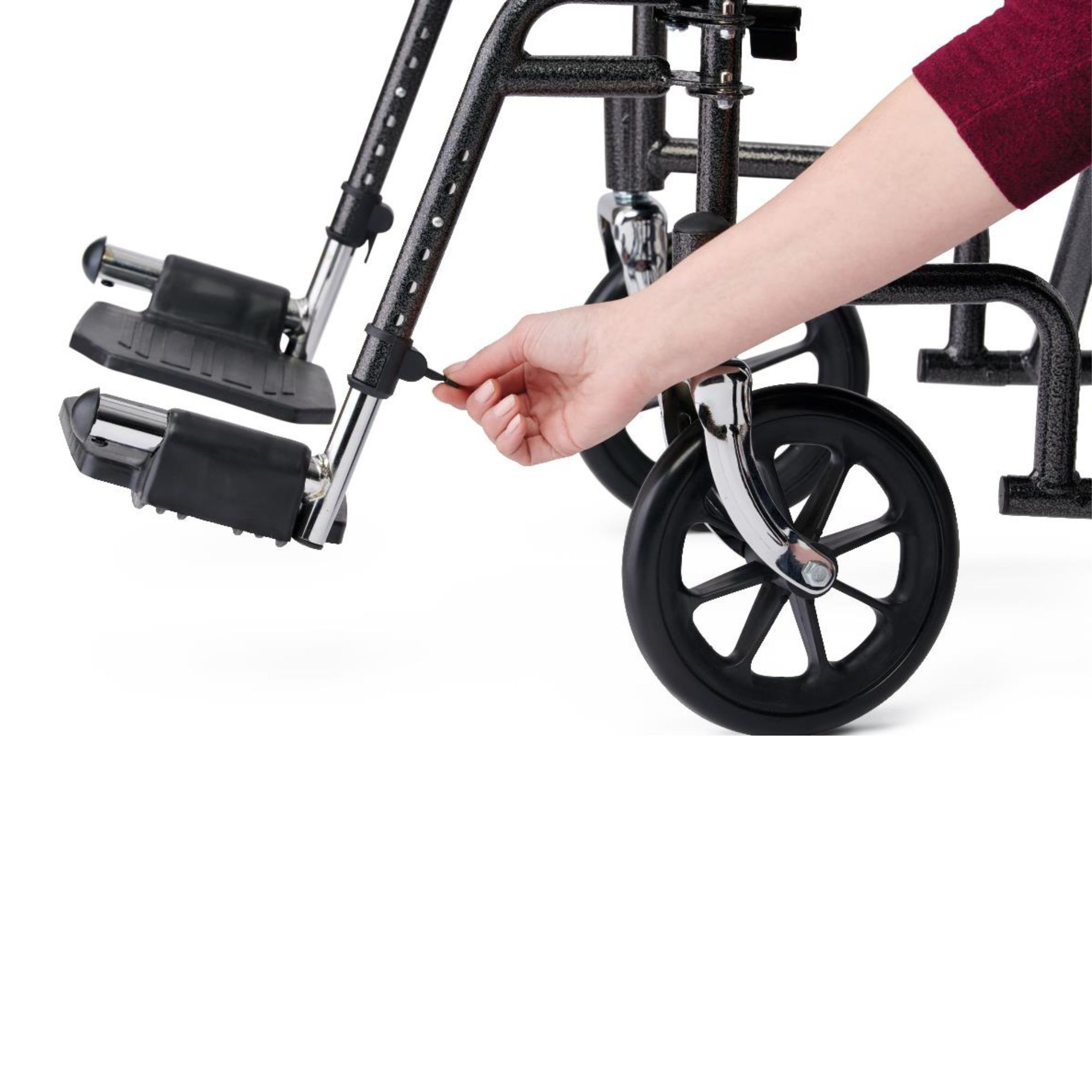 Medline Basic Steel Transport Chair, Swing-Away Footrests, 8", MDS808200B, 1 Each