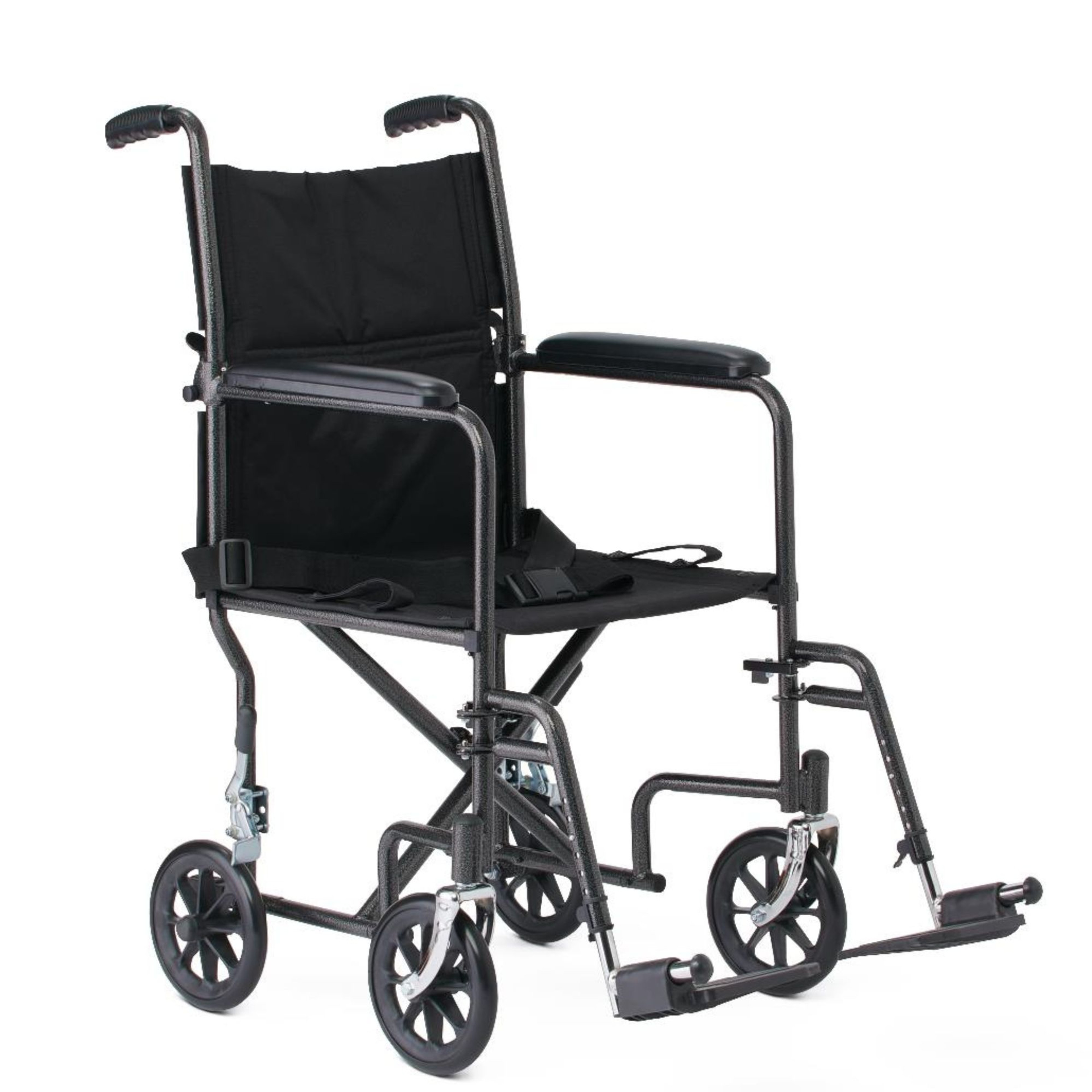 Medline Basic Steel Transport Chair, Swing-Away Footrests, 8", MDS808200B, 1 Each