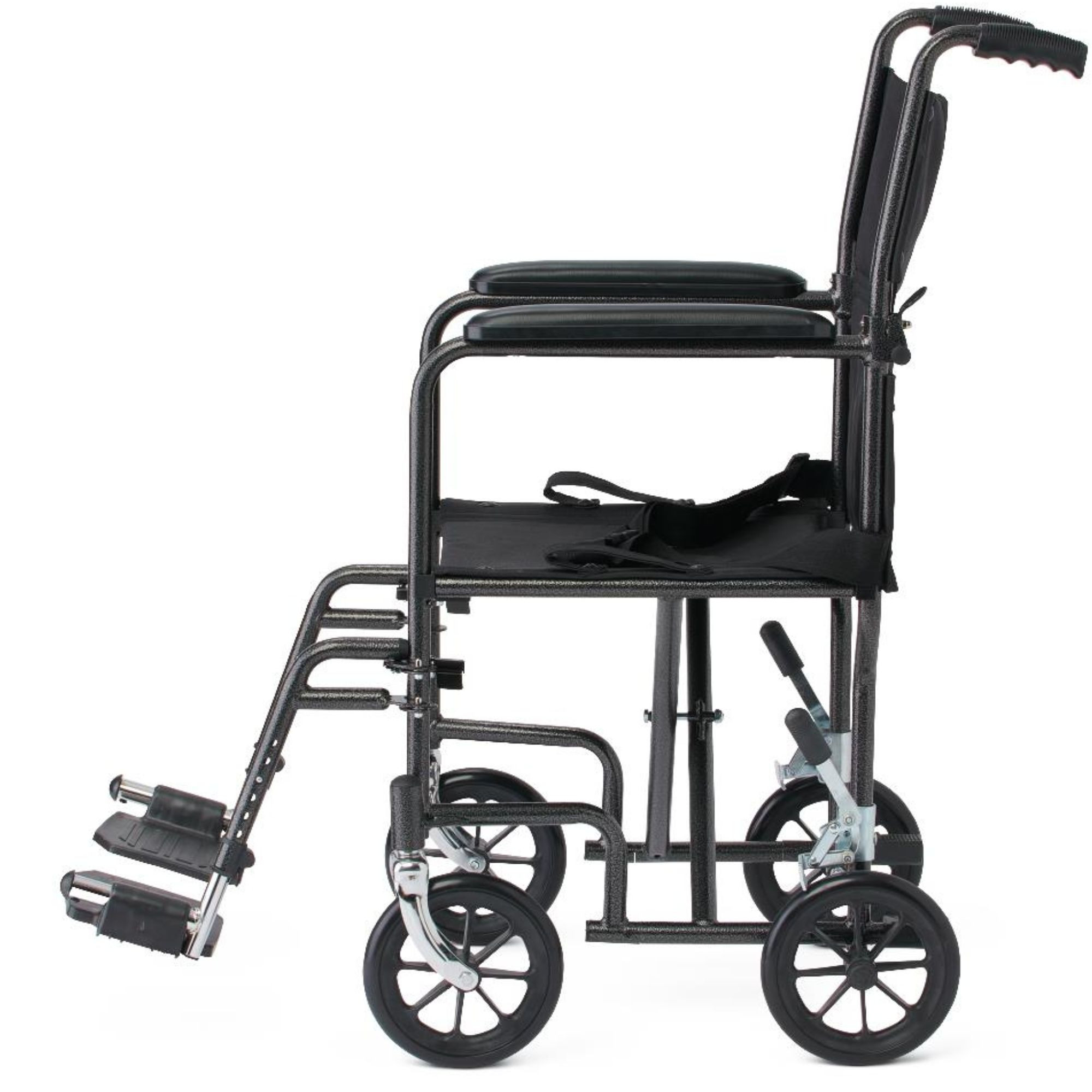 Medline Basic Steel Transport Chair, Swing-Away Footrests, 8", MDS808200B, 1 Each