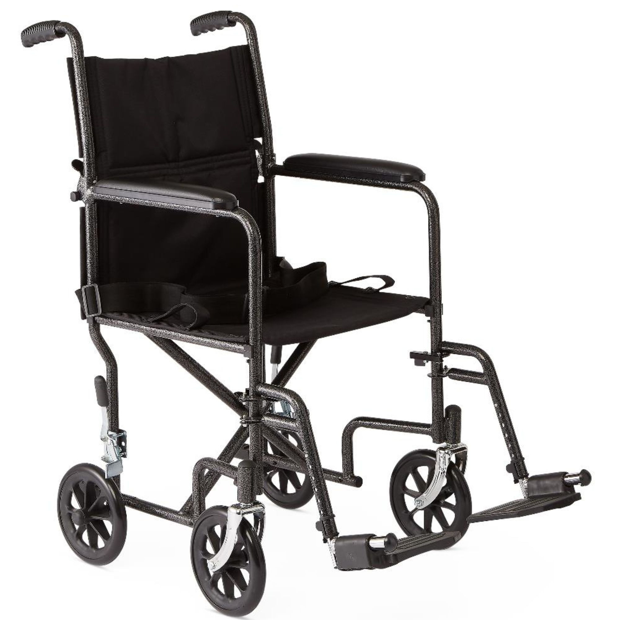 Medline Basic Steel Transport Chair, Swing-Away Footrests, 8", MDS808200B, 1 Each