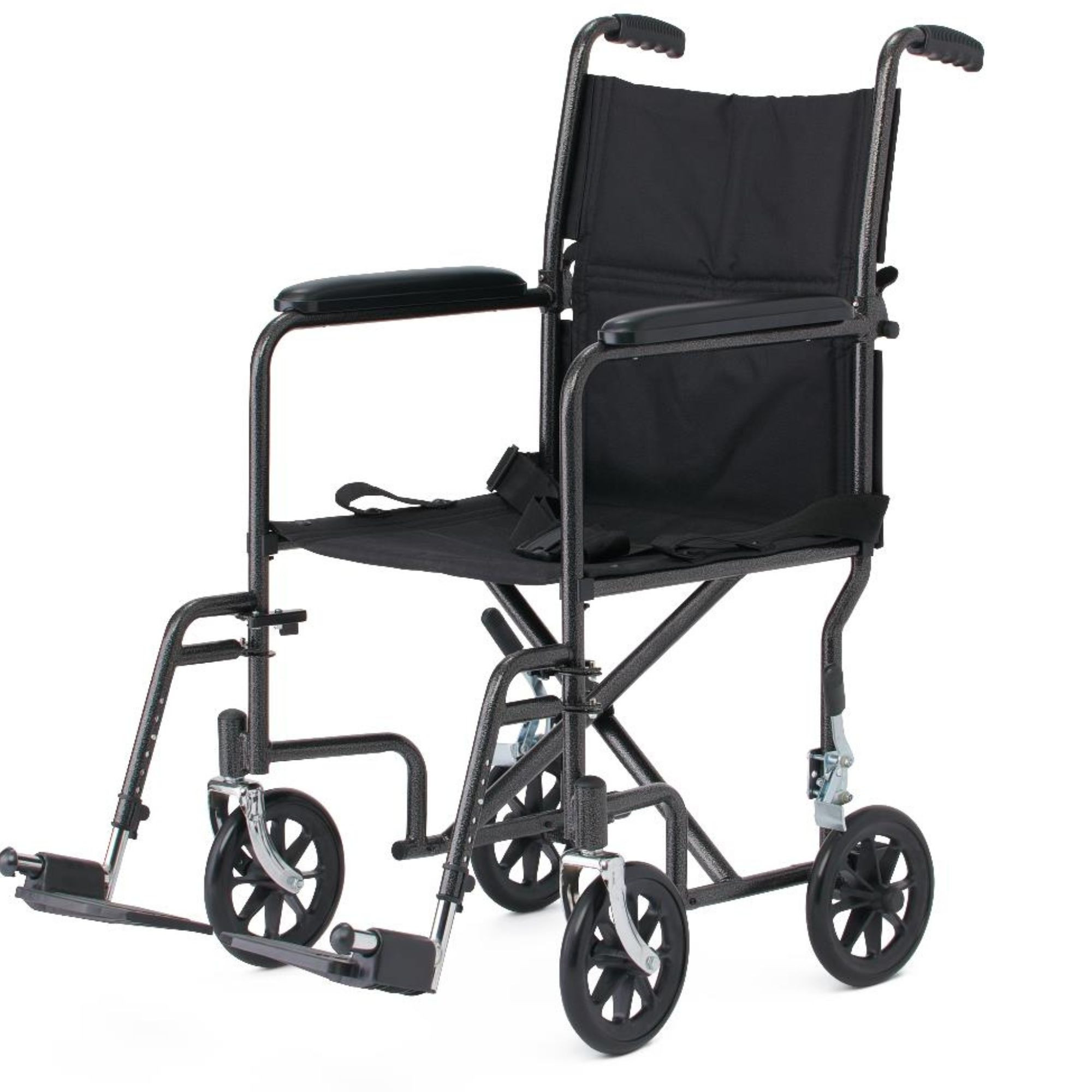 Medline Basic Steel Transport Chair, Swing-Away Footrests, 8", MDS808200B, 1 Each