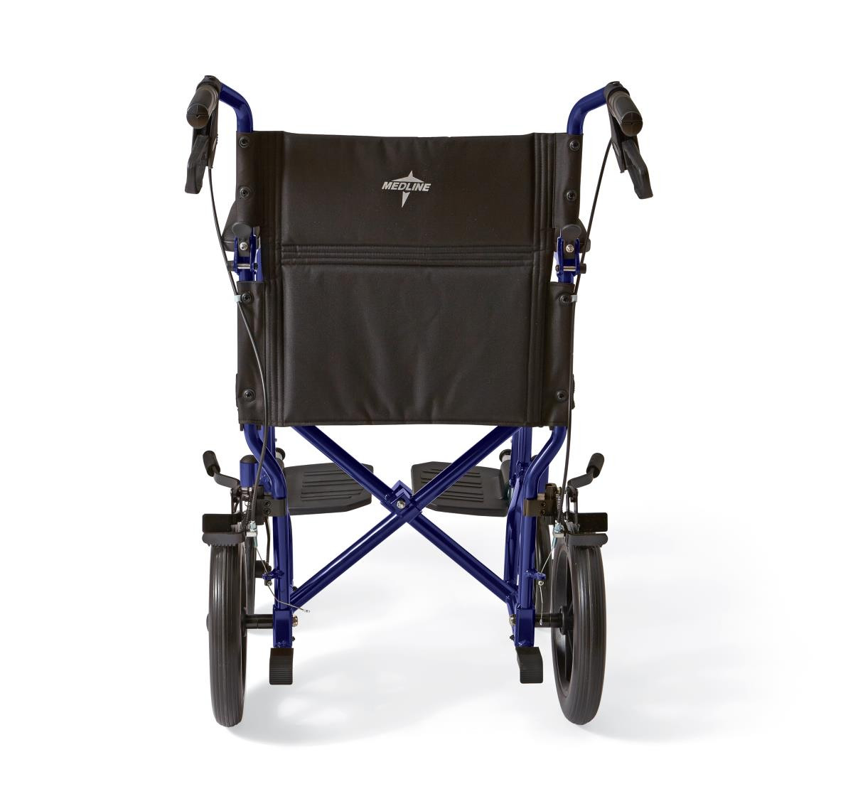 Medline Basic Aluminum Transport Chair, Permanent Full-Length Arms, Swing-Away Footrests, 12'