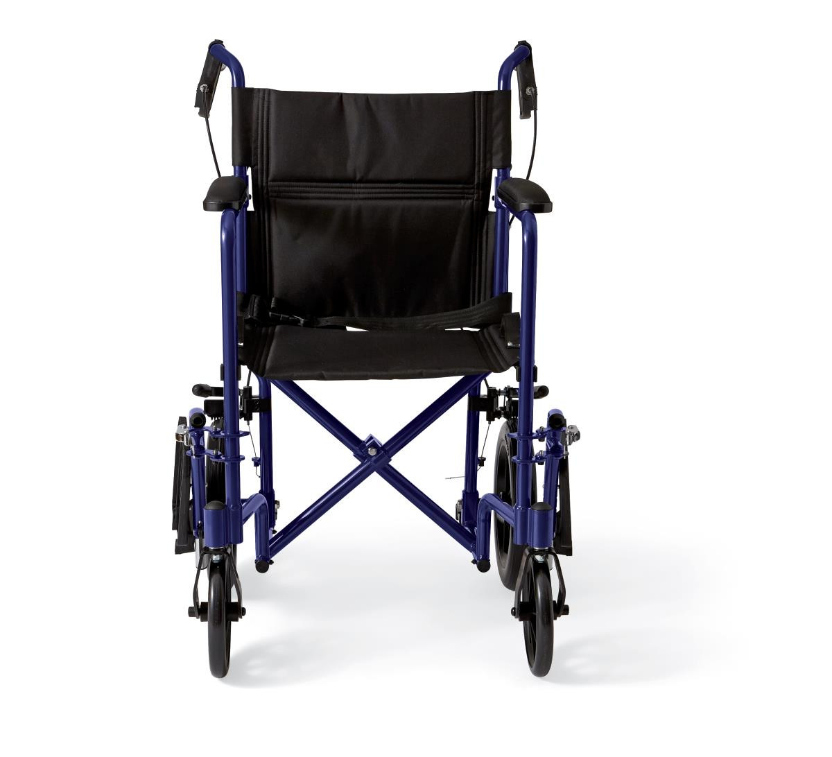 Medline Basic Aluminum Transport Chair, Permanent Full-Length Arms, Swing-Away Footrests, 12'