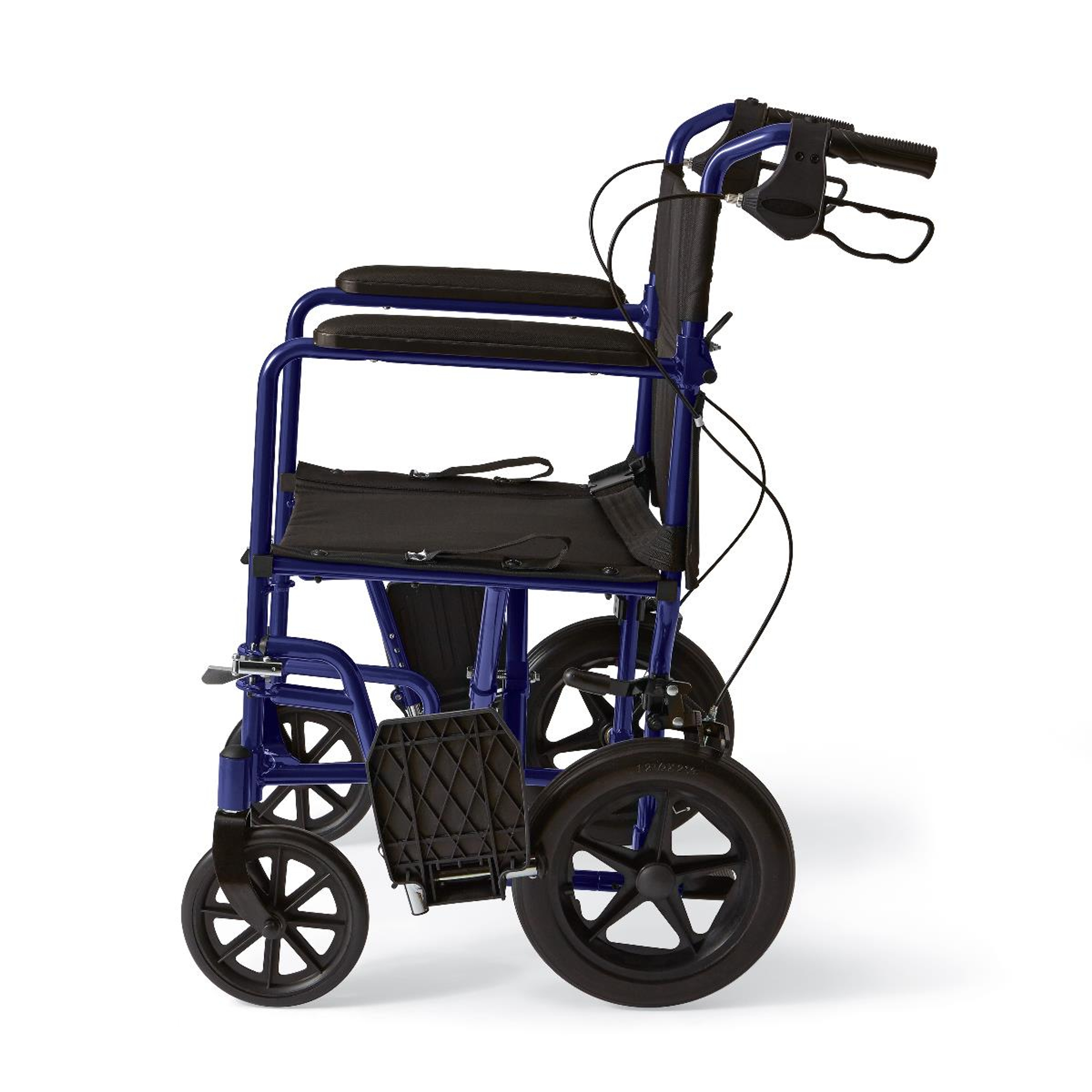 Medline Basic Aluminum Transport Chair, Permanent Full-Length Arms, Swing-Away Footrests, 12'