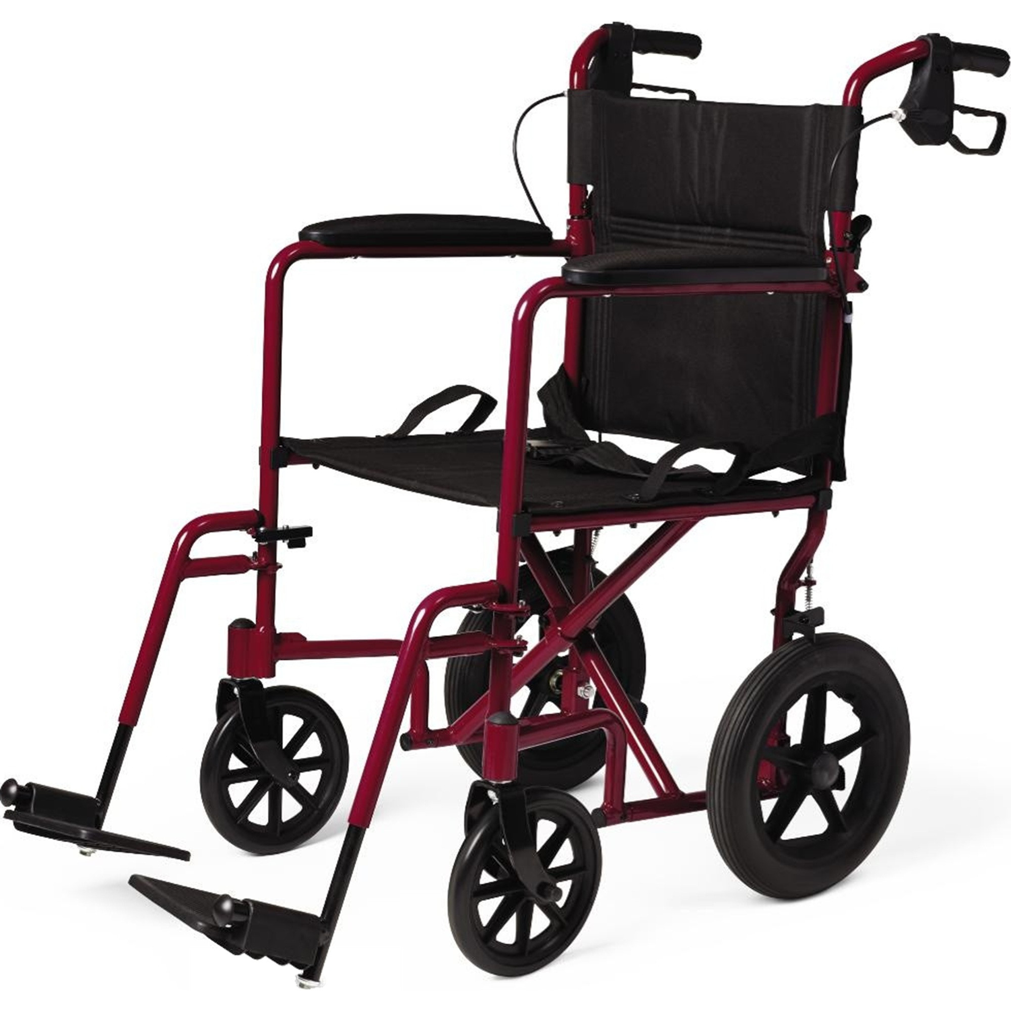 Medline Basic Aluminum Transport Chair, Permanent Full-Length Arms, Swing-Away Footrests, 12'