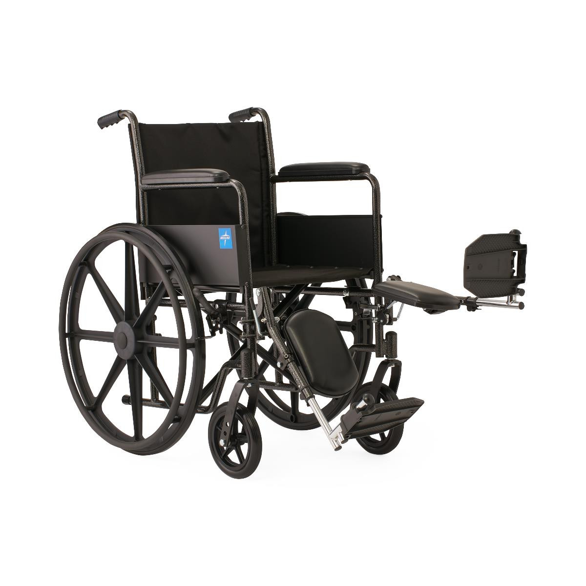 Medline K1 Wheelchair, Full-Length Permanent Arms, Elevating Leg Rests, 18", K1186N13E, 1 Each
