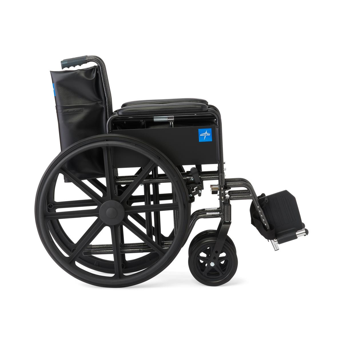 Medline K1 Wheelchair, Full-Length Arms, Swing-Away Foot Rests, Vinyl, 18", K1186V11S, 1 Each