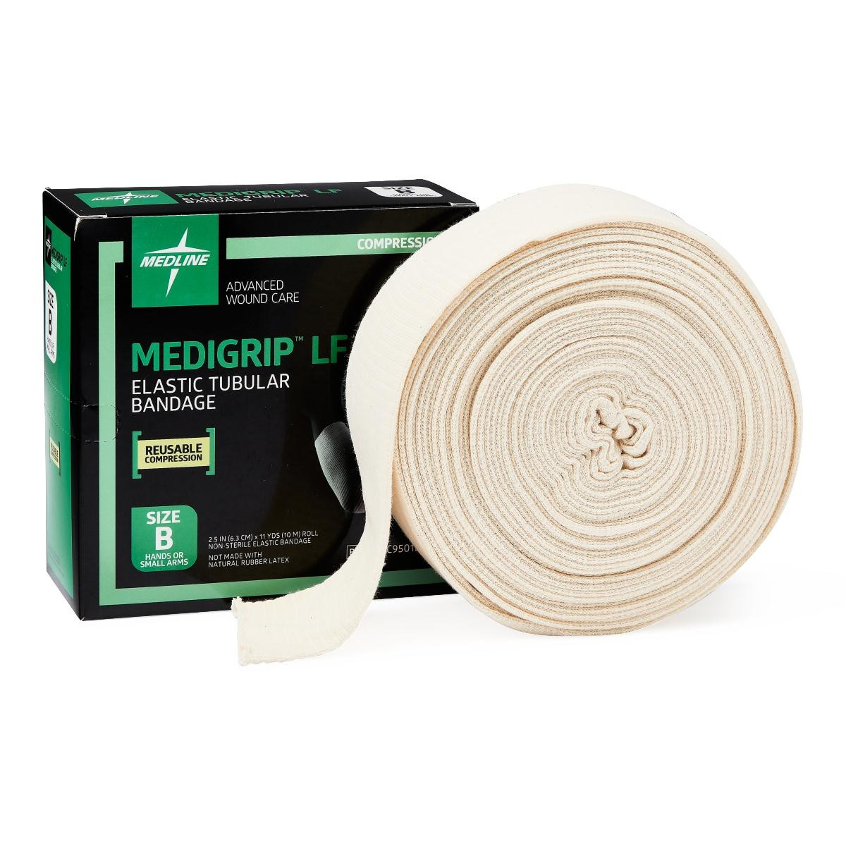 Medline Medigrip Latex Free Elastic Tubular Bandages, MSC9501LF, Size B: 2-1/2" W (6.35 cm) X 11 yd. - 1 Roll