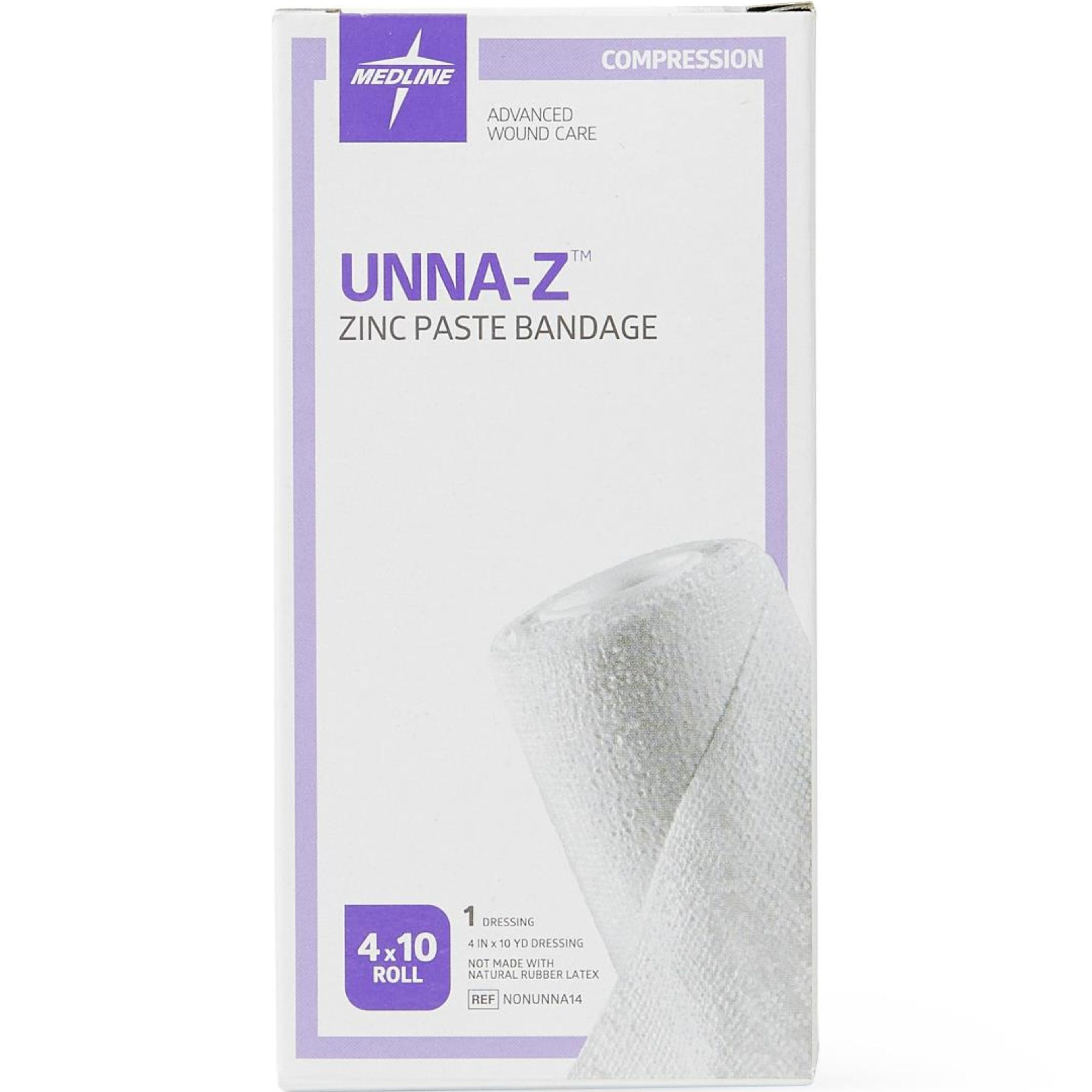 Medline Unna-Z Zinc Oxide Compression Bandage, NONUNNA14H, 4" X 10 yd. - 1 Roll