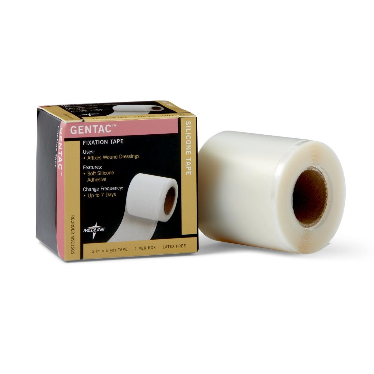 Medline Gentac Silicone Fixation Tape, MSC1585H, 2" X 5 yd. - 1 Roll