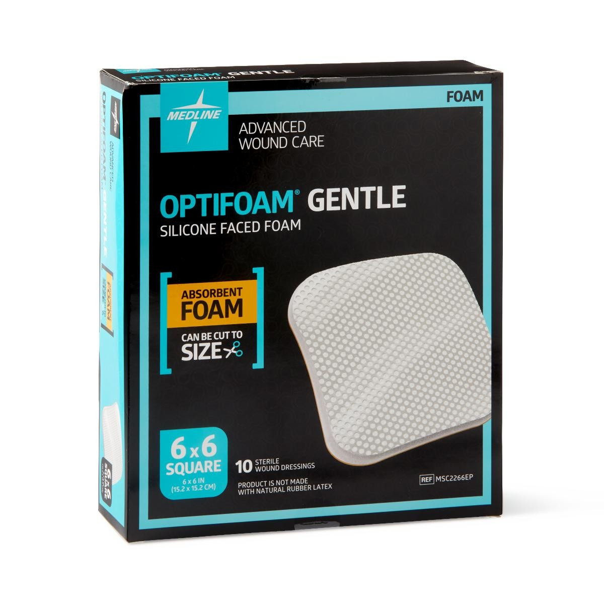 Medline Optifoam Gentle Silicone Faced Foam Dressing, MSC2266EPZ, 6" X 6" - Box of 10