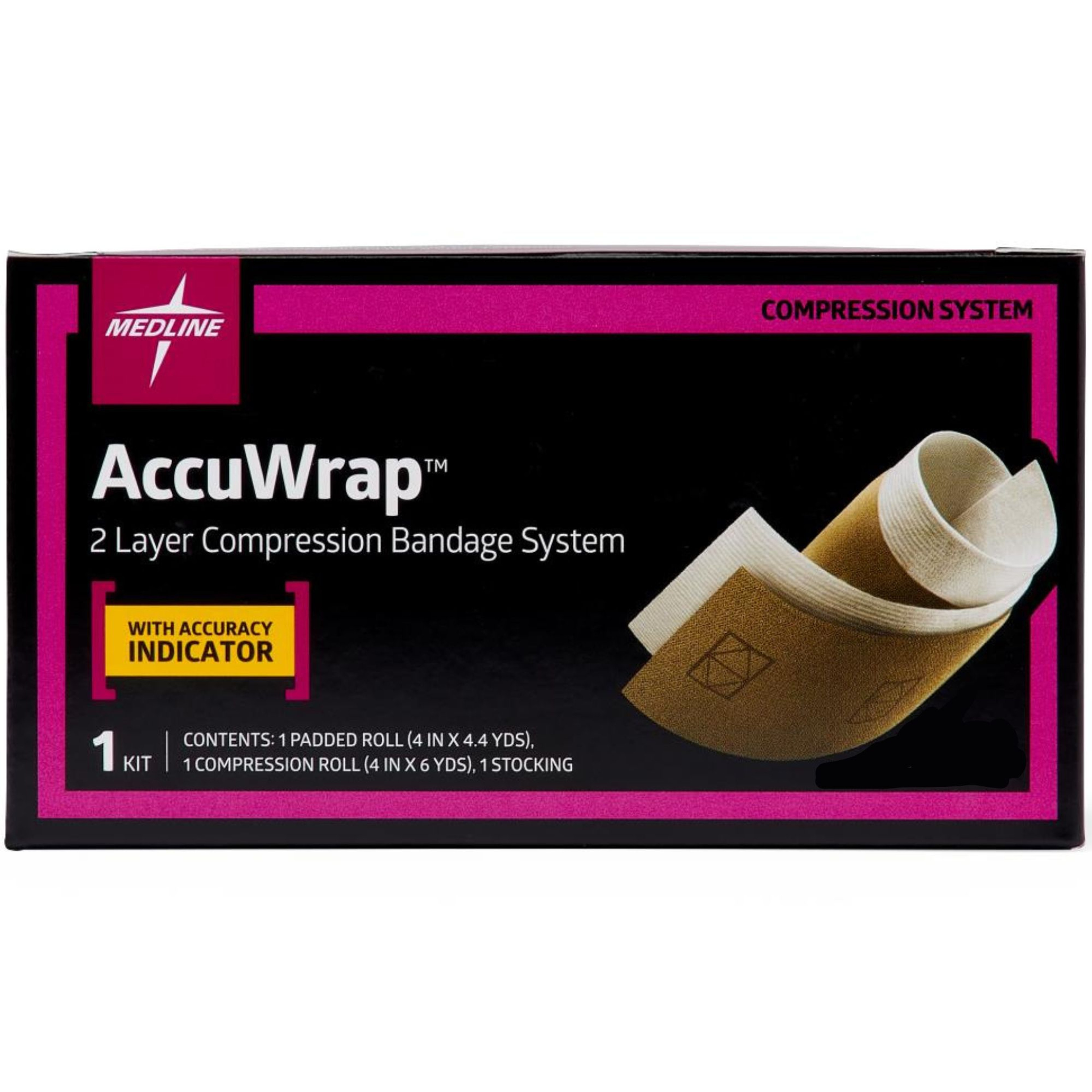 Medline AccuWrap 2-Layer Compression Bandage System, MSC7800H, 4" X 4.4 yds. - 1 Each