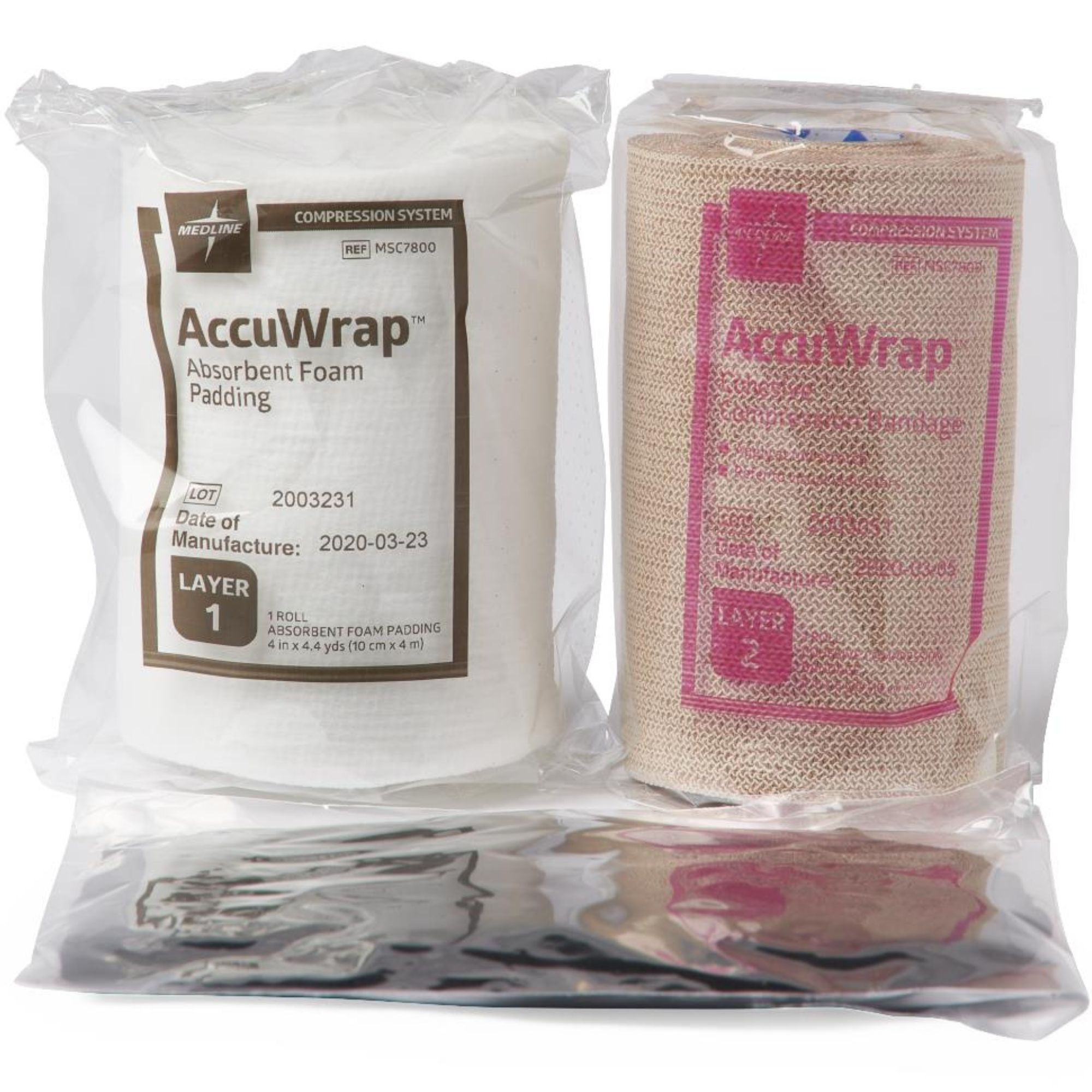 Medline AccuWrap 2-Layer Compression Bandage System, MSC7800H, 4" X 4.4 yds. - 1 Each