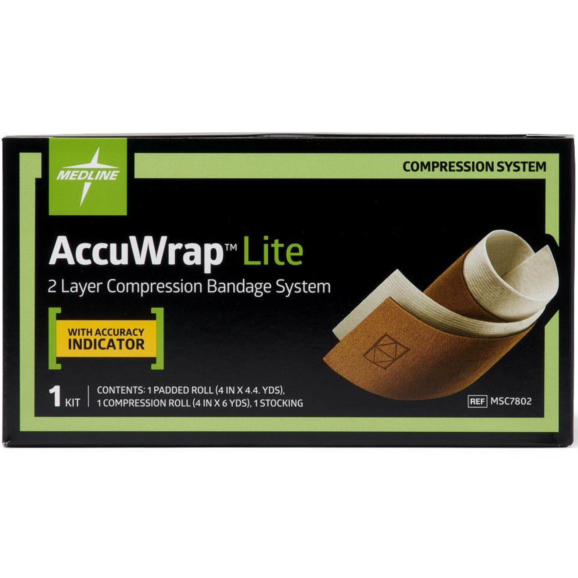 Medline AccuWrap Lite 2-Layer Compression Bandage System, MSC7802H, 4" X 4.4 yds. - 1 Each