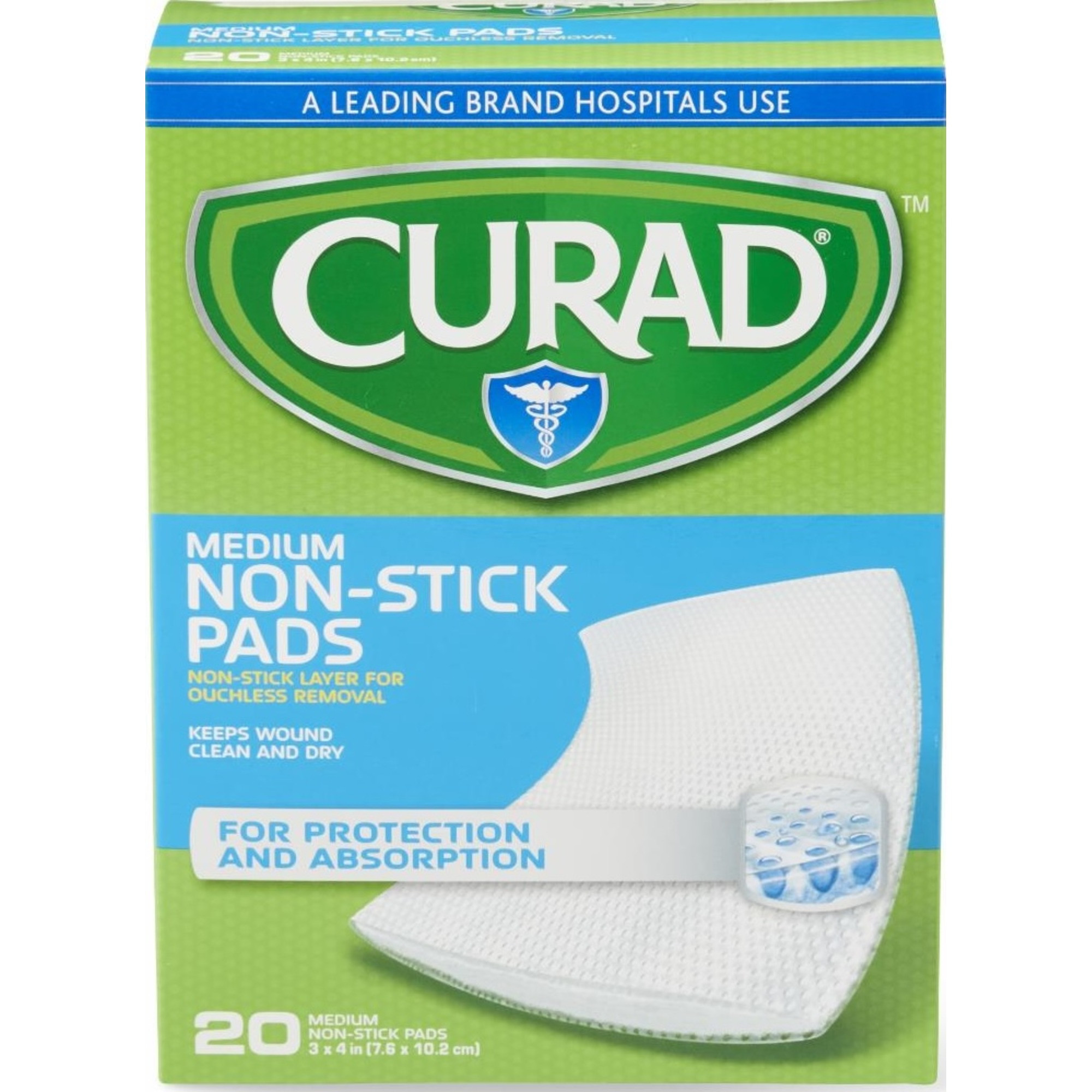 Curad Sterile Medium Non-stick Pad, CUR47398RBZ, 3" X 4" - Box of 20