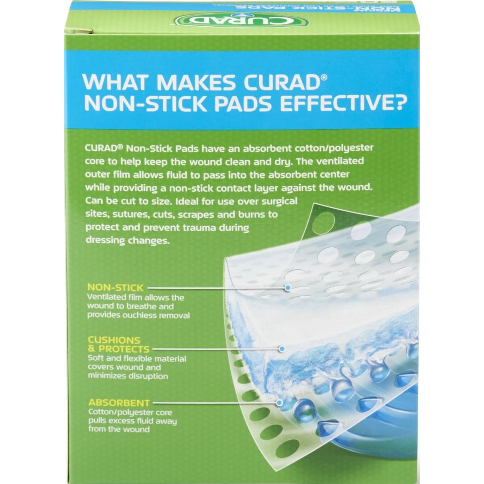 Curad Sterile Medium Non-stick Pad, CUR47398RBZ, 3" X 4" - Box of 20