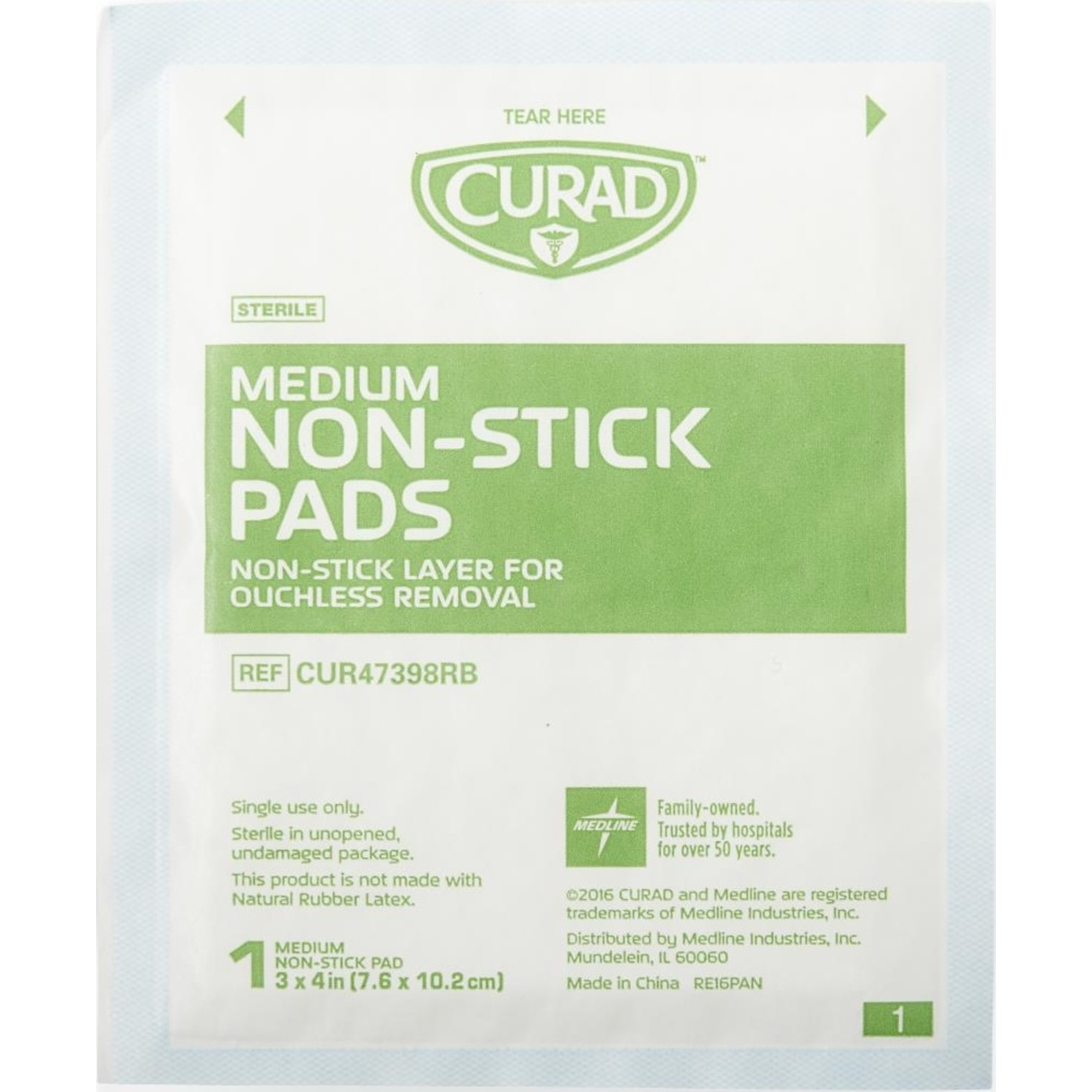 Curad Sterile Medium Non-stick Pad, CUR47398RBZ, 3" X 4" - Box of 20
