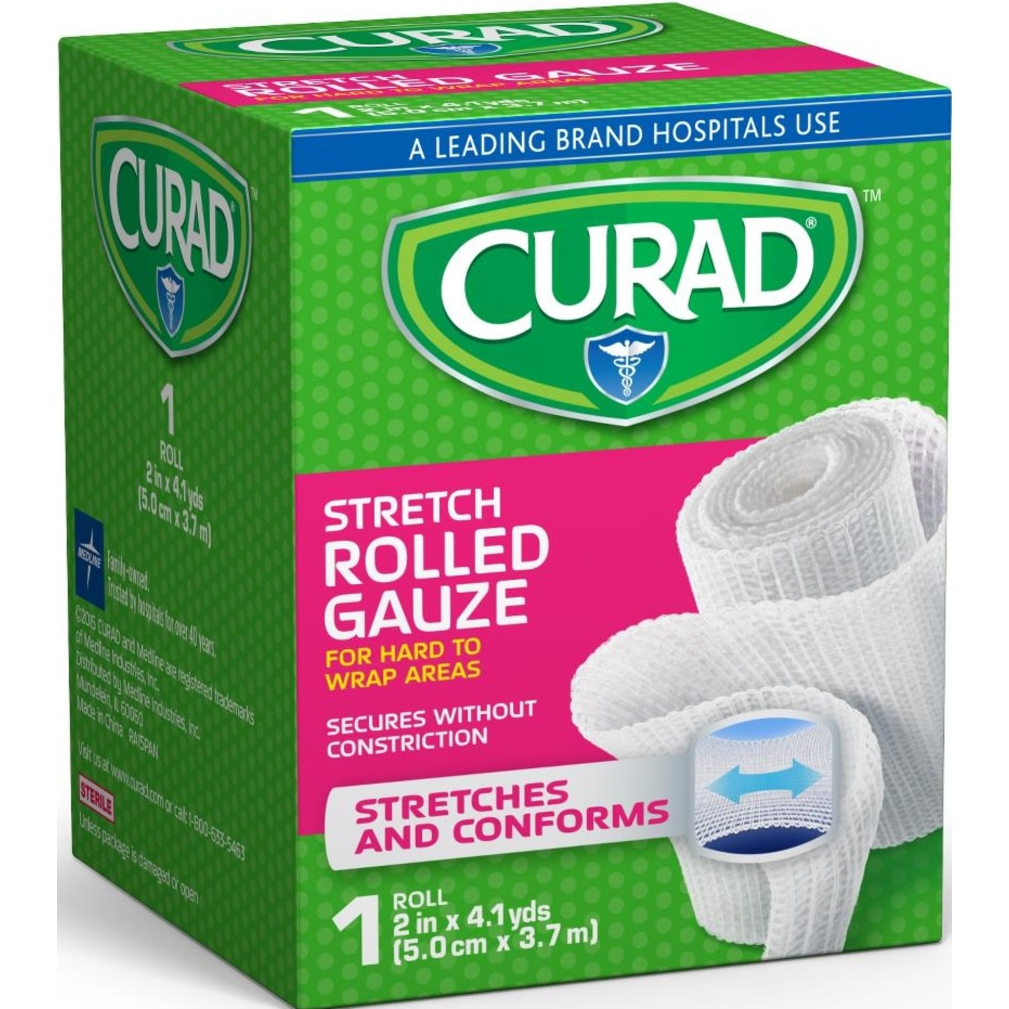 Curad Sterile Stretch Rolled Gauze, CUR47439ERB, 2" X 4.1 yd. - Case of 24